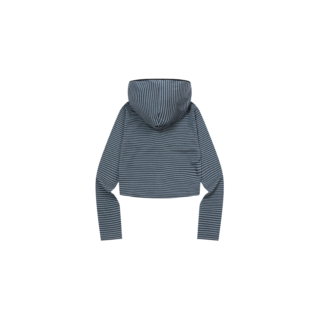 무센트 데이리시 투웨이 스트라이프 크롭 후드 집업 차콜-그레이(MUCENT Daylish Two Way Stripe Crop Hood Zip-Up Charcoal-Gray) - 2