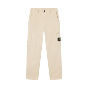 Stone Island 3100003 Supima Cotton Twill Stretch-TC Regular Fit Cargo Trousers with Angled Zip Pockets Desert - 25FW