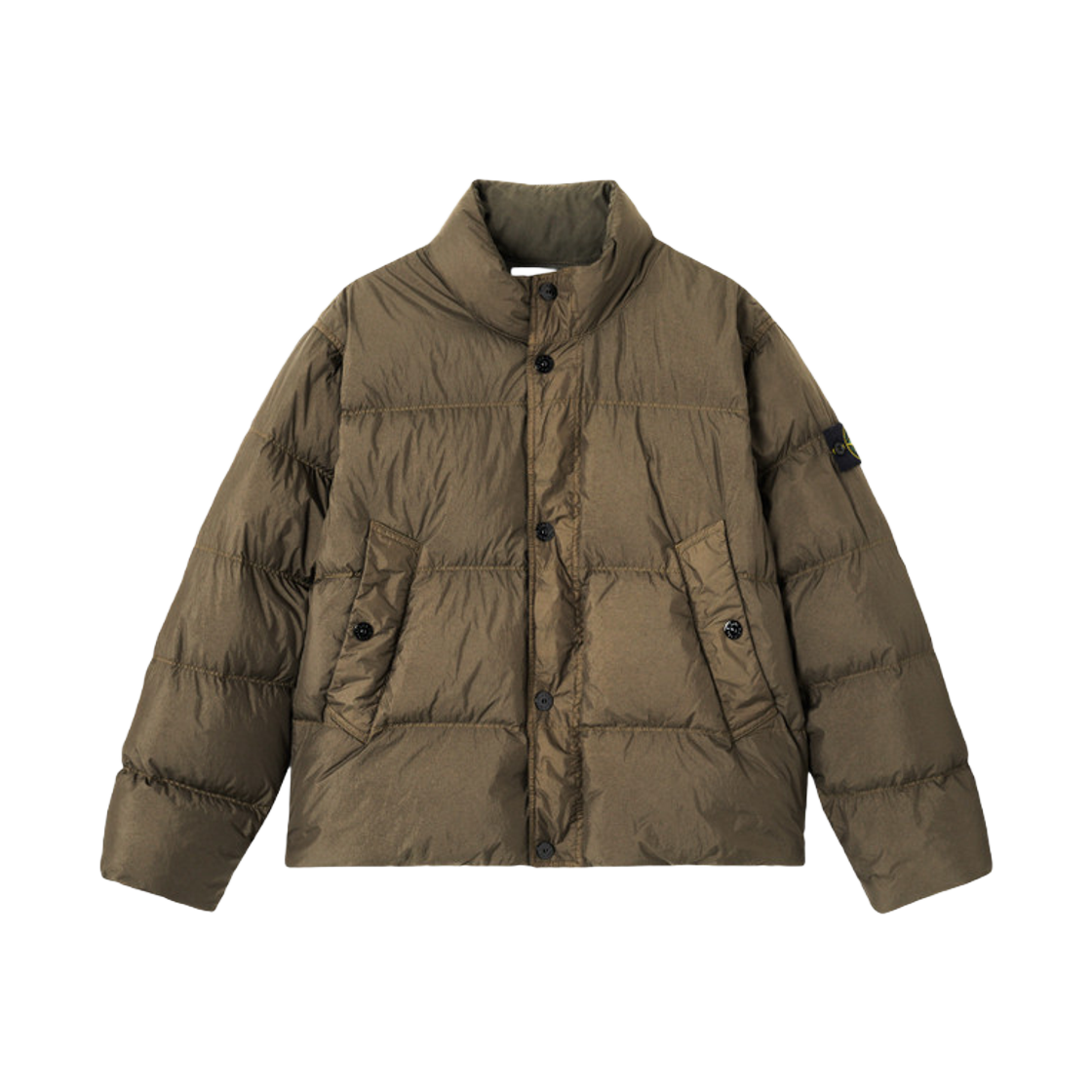 K2S1541000-10S0A23-V0054 Stone Island 4100010 Crinkle Reps NY Recycled Nylon Down Jacket with Wind Resistance Military Green - 25FW
