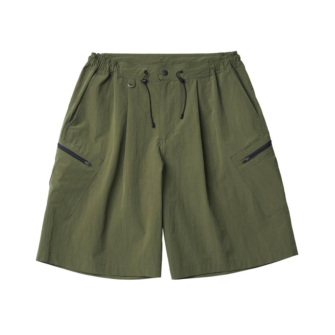 RML23SSPT16 RAMOLIN Pleated Runner Shorts Olive Drab