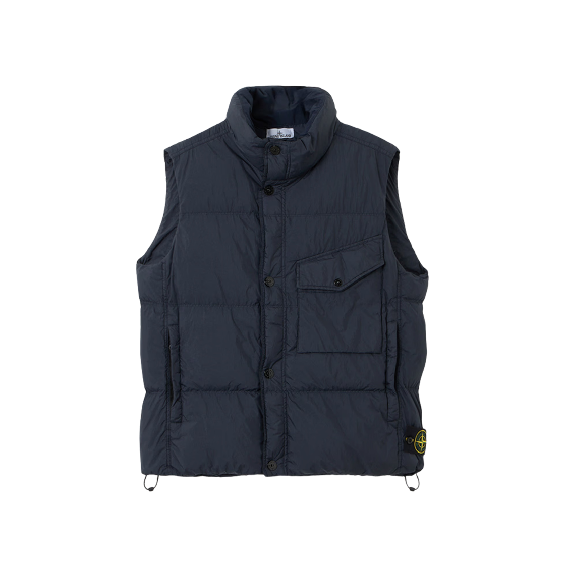 K2S15G1000-03S0A23-V0020 Stone Island G100003 Crinkle Reps NY Recycled Nylon Down Vest with Wind Resistance and Zip Pockets Navy Blue - 25FW