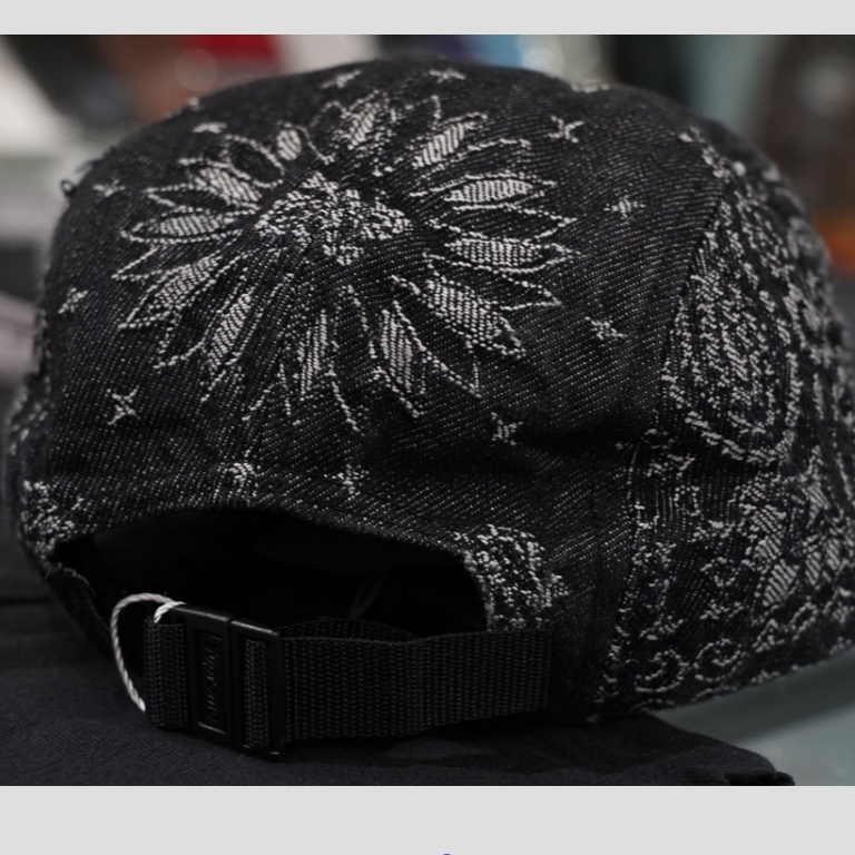 Supreme Bandana Jacquard Denim Camp Cap Black - 25SS 착용 스타일 - 2