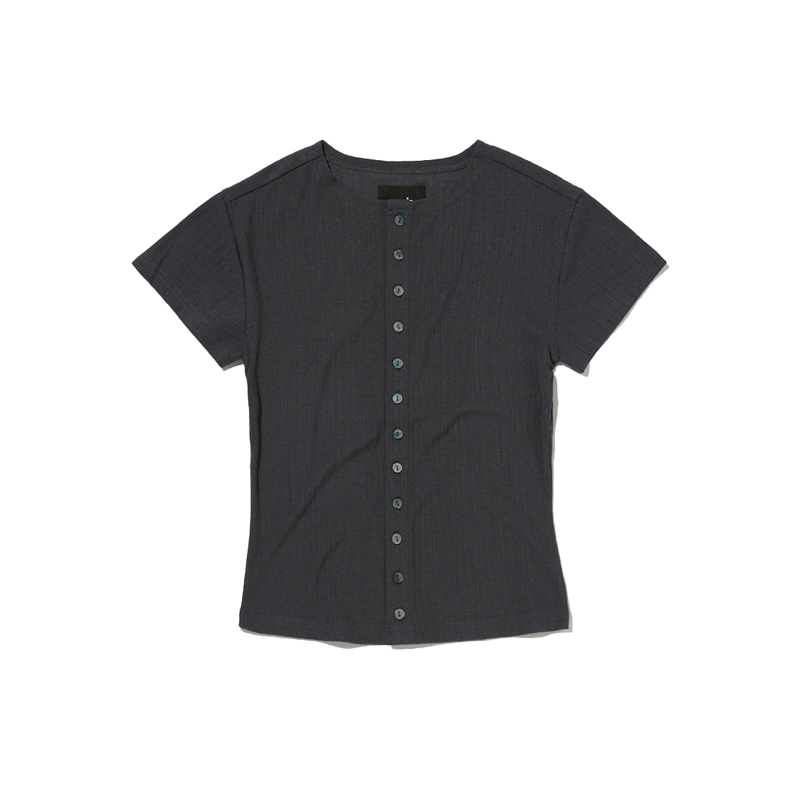 스웨이드 버튼 크롭 티 차콜 그레이(Suade Button Crop Tee Charcoal Gray)