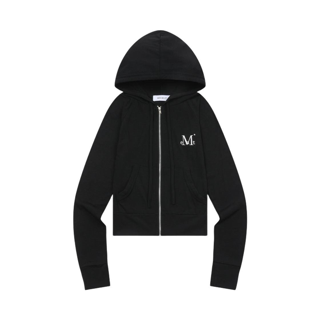 무센트 라잇업 슬림핏 크롭 후드 집업 블랙(MUCENT Light Up Crop Hood Zip-Up Black)