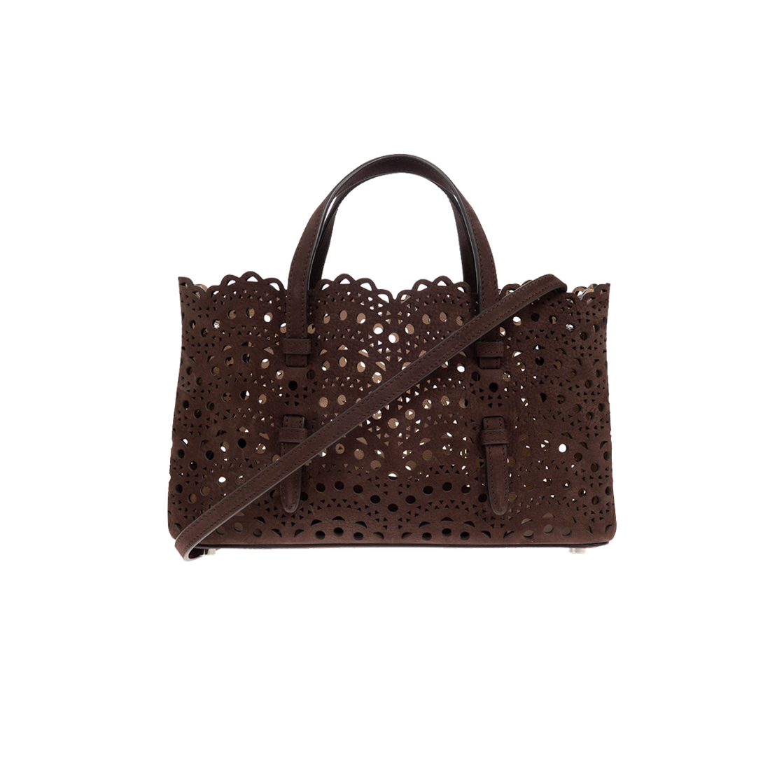 AA1S06726CA322-733 Alaia Mina 25 Handbag Brun Fonce