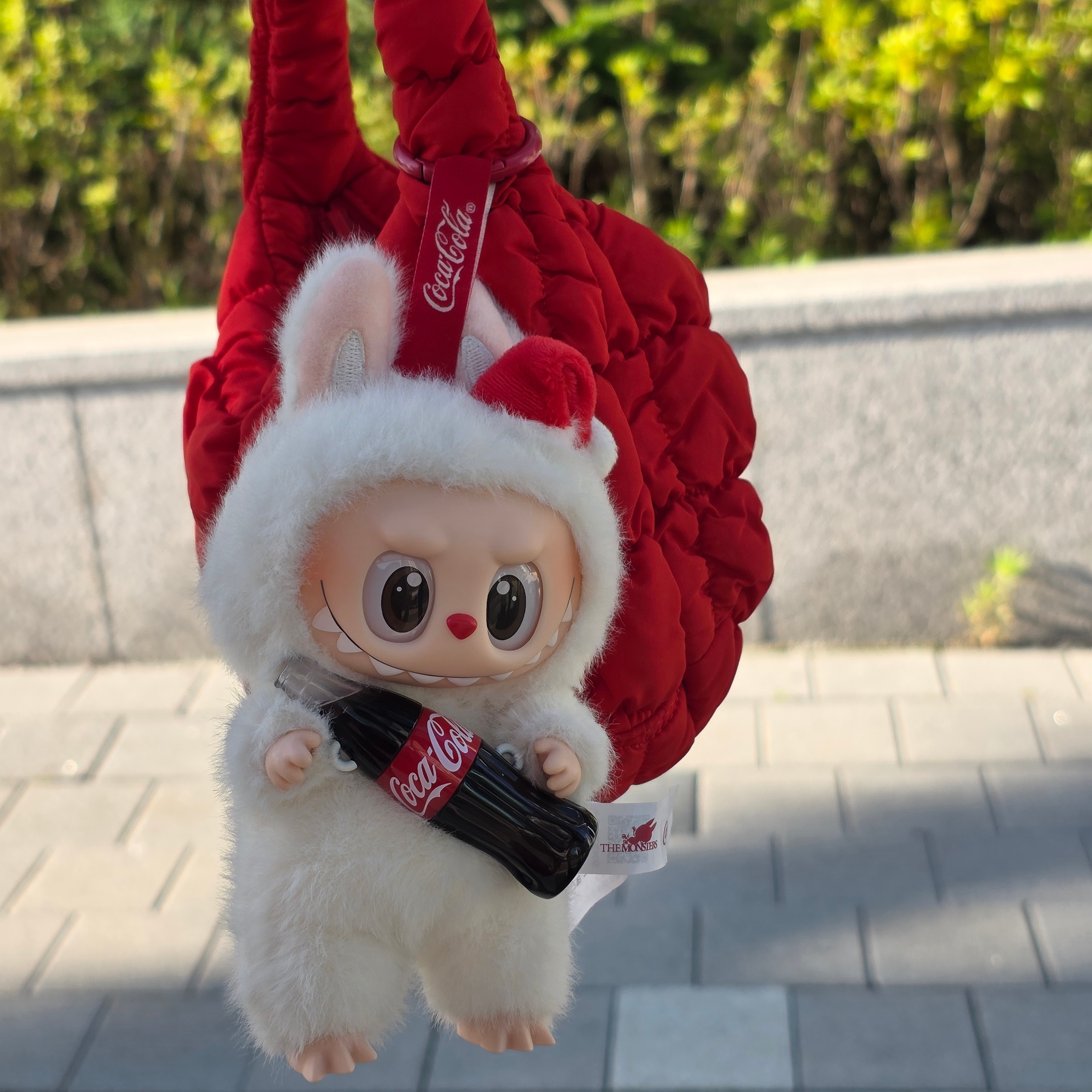 Pop Mart Labubu Coca Cola Series Surprise Shake Keyring (Opened Case), COS Quilted Micro Bag Red 착용 스타일 - 1