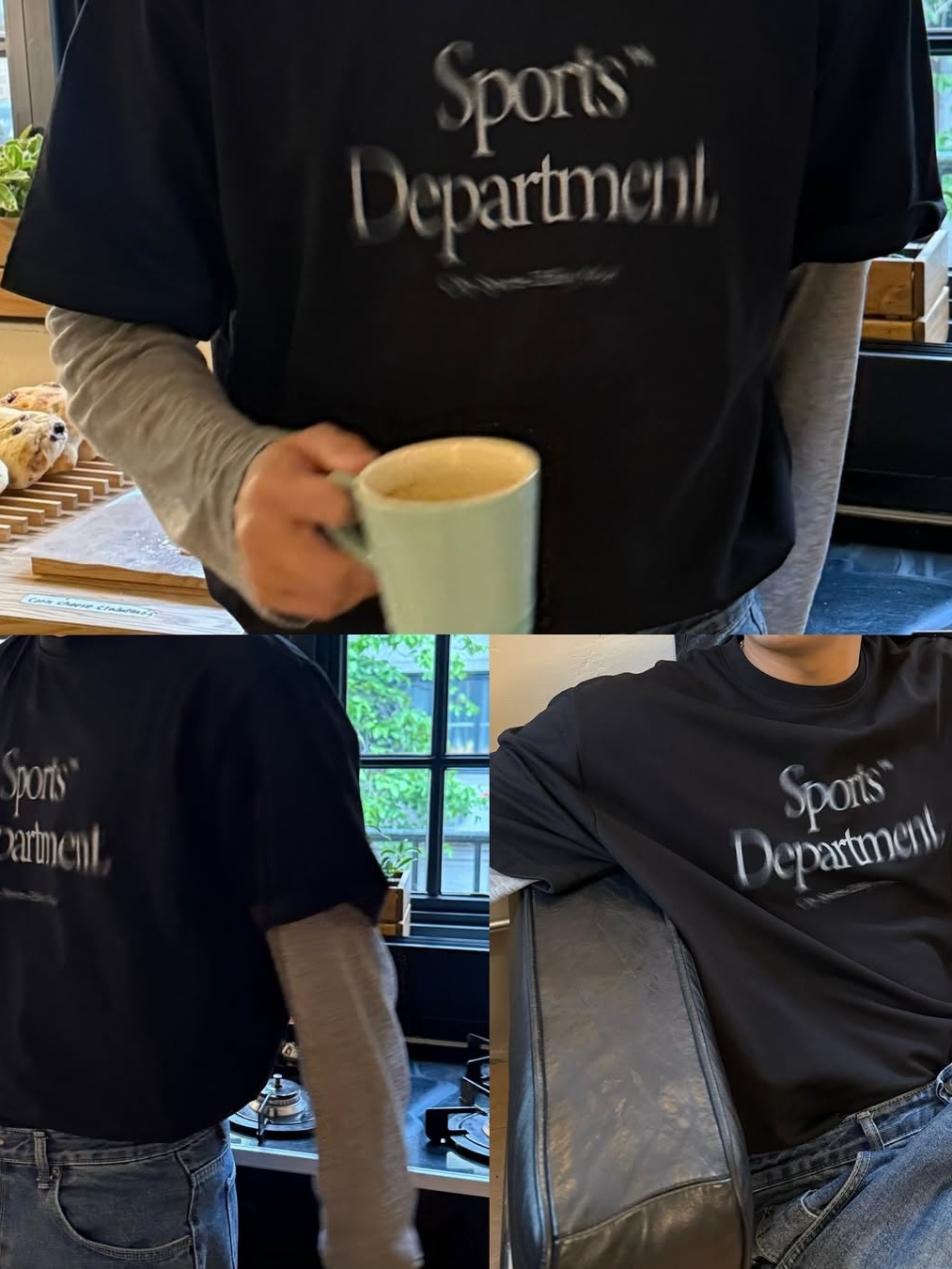 Sports Dept Moving Logo T-shirt Black 착용 스타일 - 5