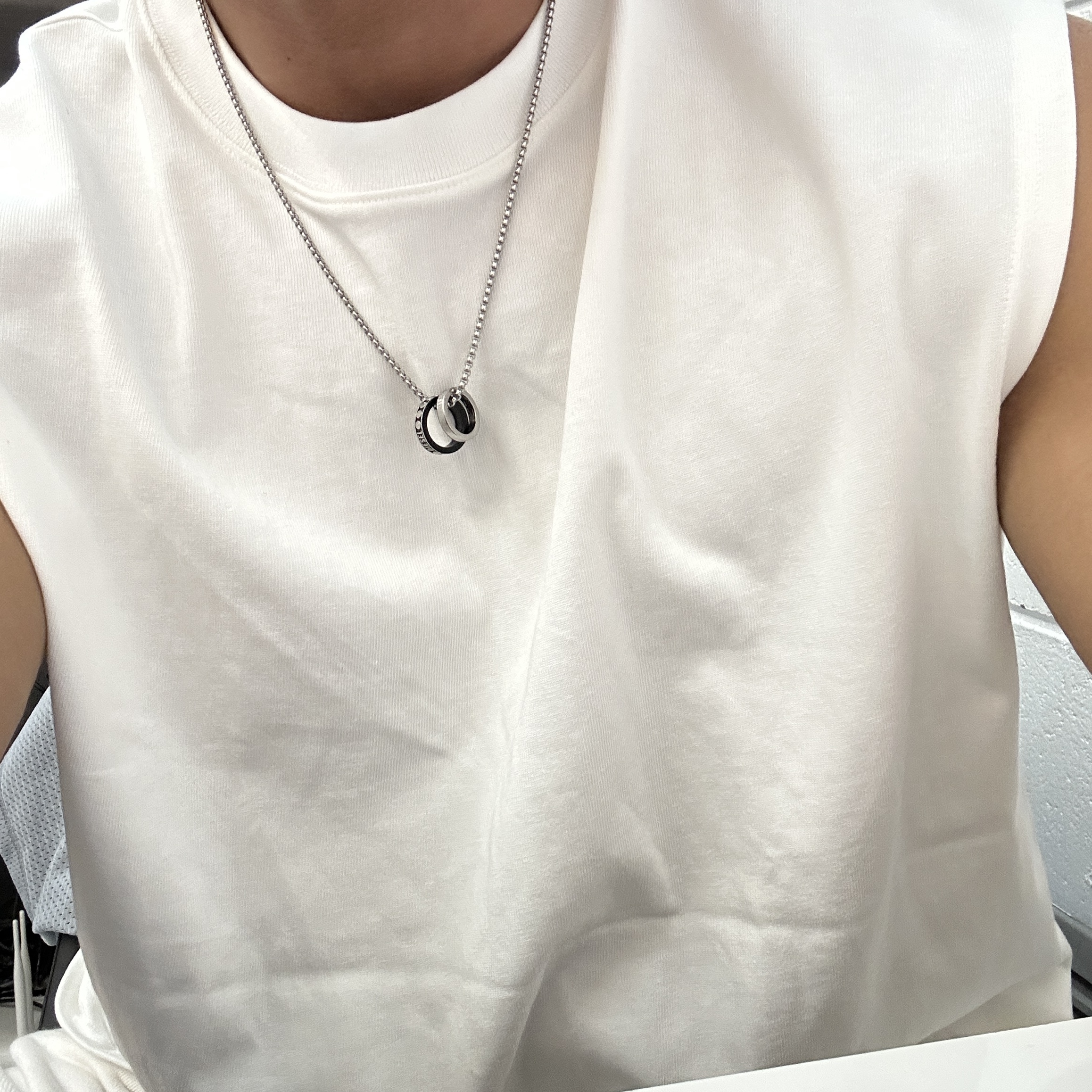 Diesel Dx1168040 Stainless Steel Double Pendant Necklace Silver 착용 스타일 - 2