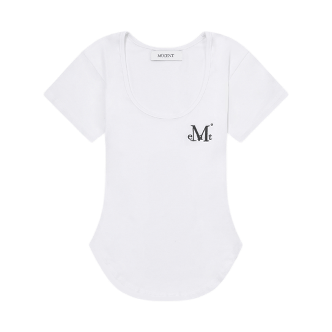 P00000XN MUCENT U-Neck Crop Half T White