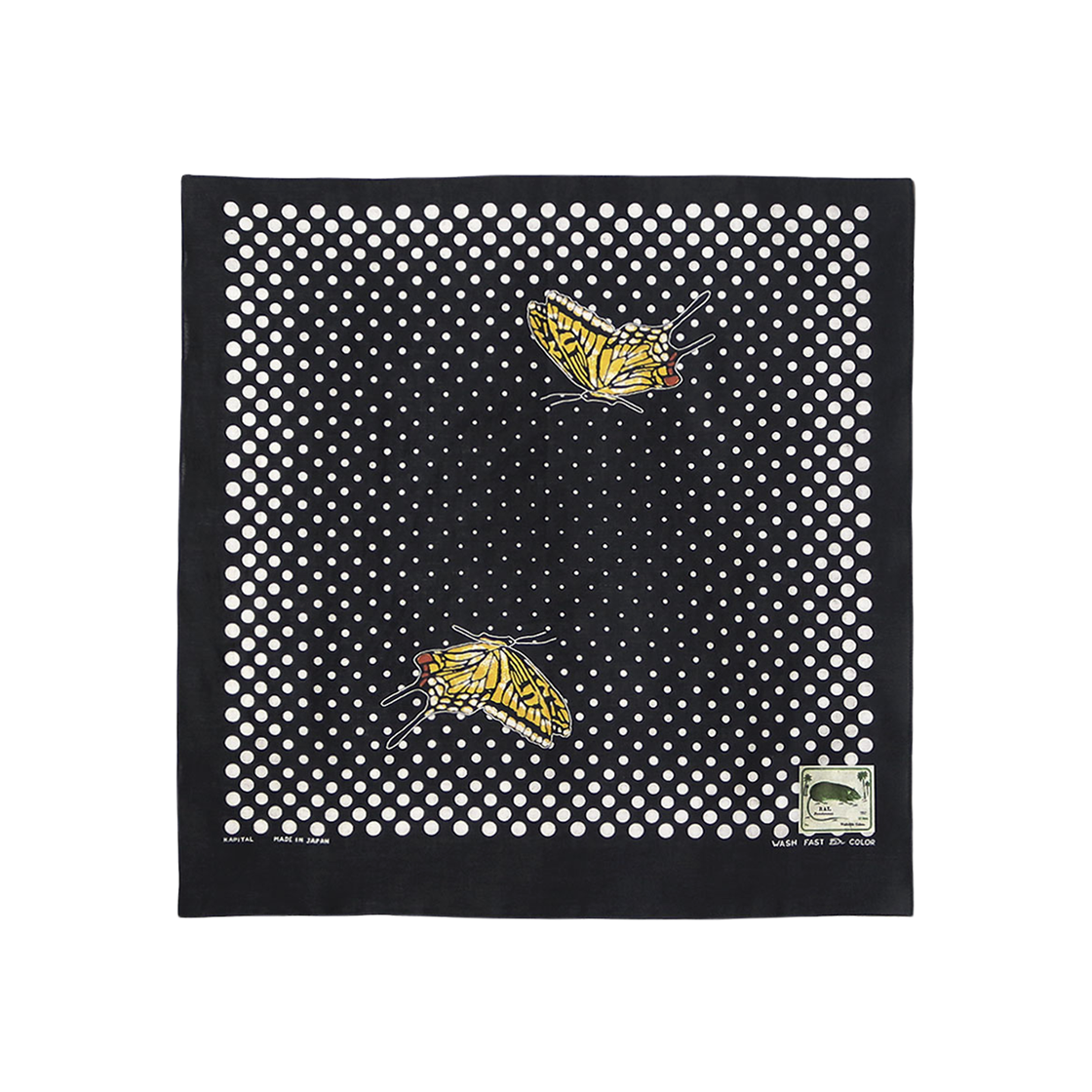 EK-657 Kapital Fastcolor Selvedge Bandana Twin Swallowtail Black