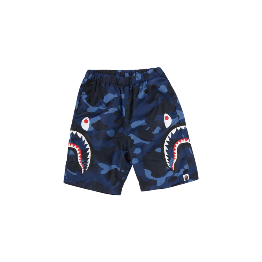 - (Kids) BAPE Color Camo Side Shark Beach Shorts Navy