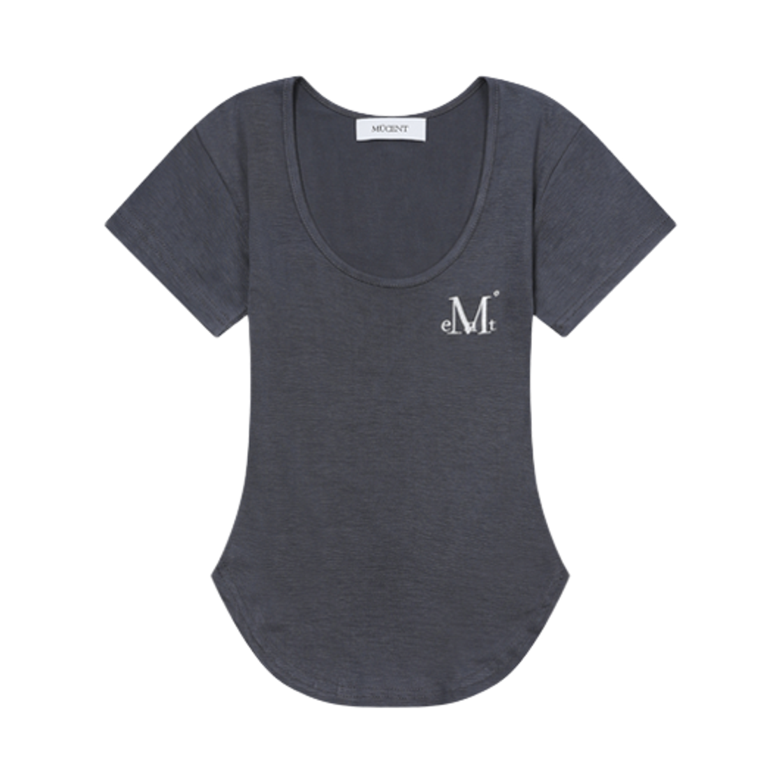 P00000XN MUCENT U-Neck Crop Half T Charcoal