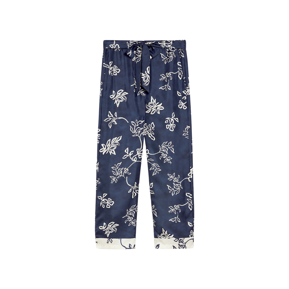 CINZIA-001 (W) S Max Mara Cinzia Printed Silk Belted Pants Ultramarine