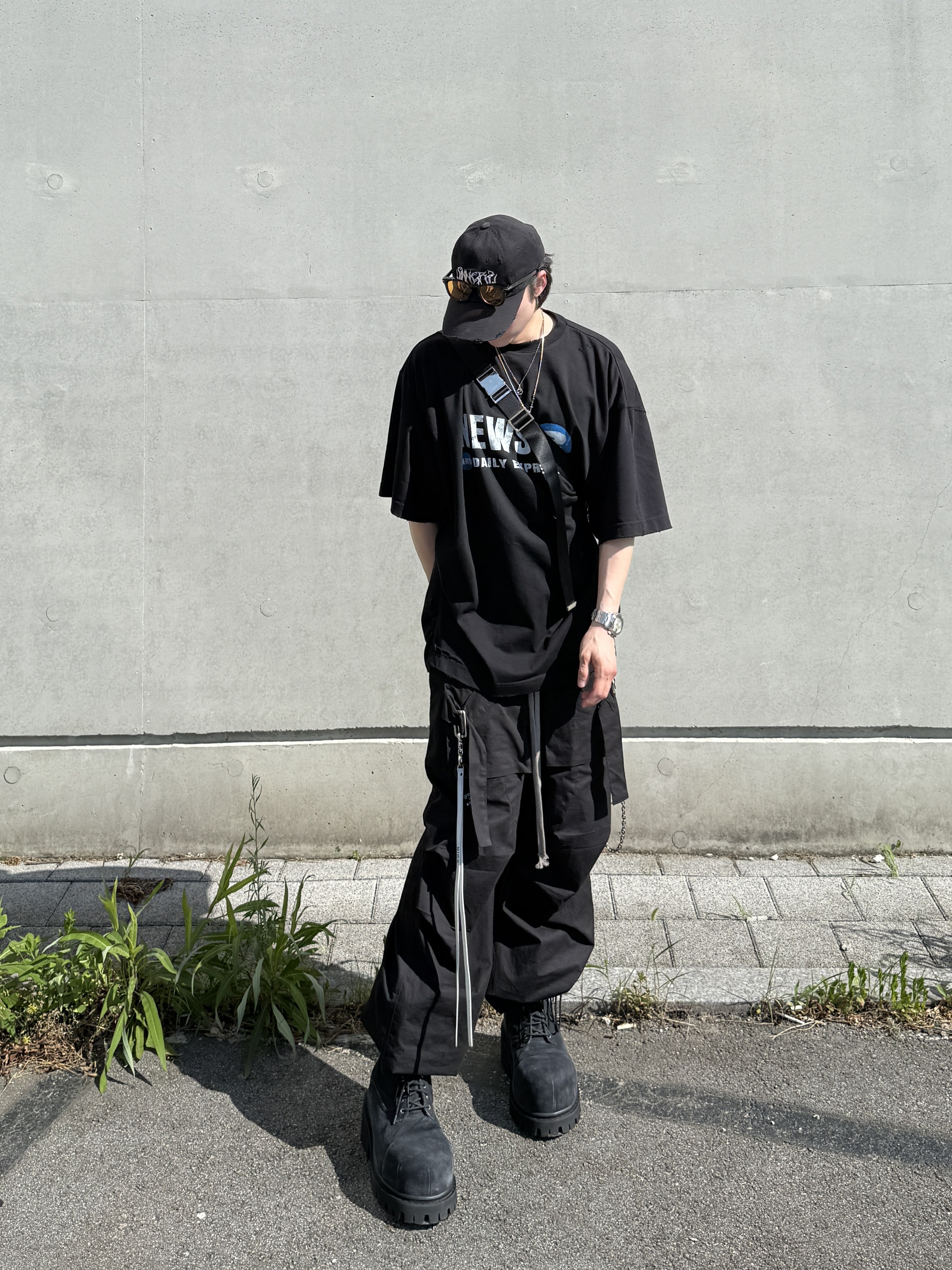 Nonnod Puckering News T-shirt Vintage black, Civision by CSC Sinners Cap 착용 스타일 - 10