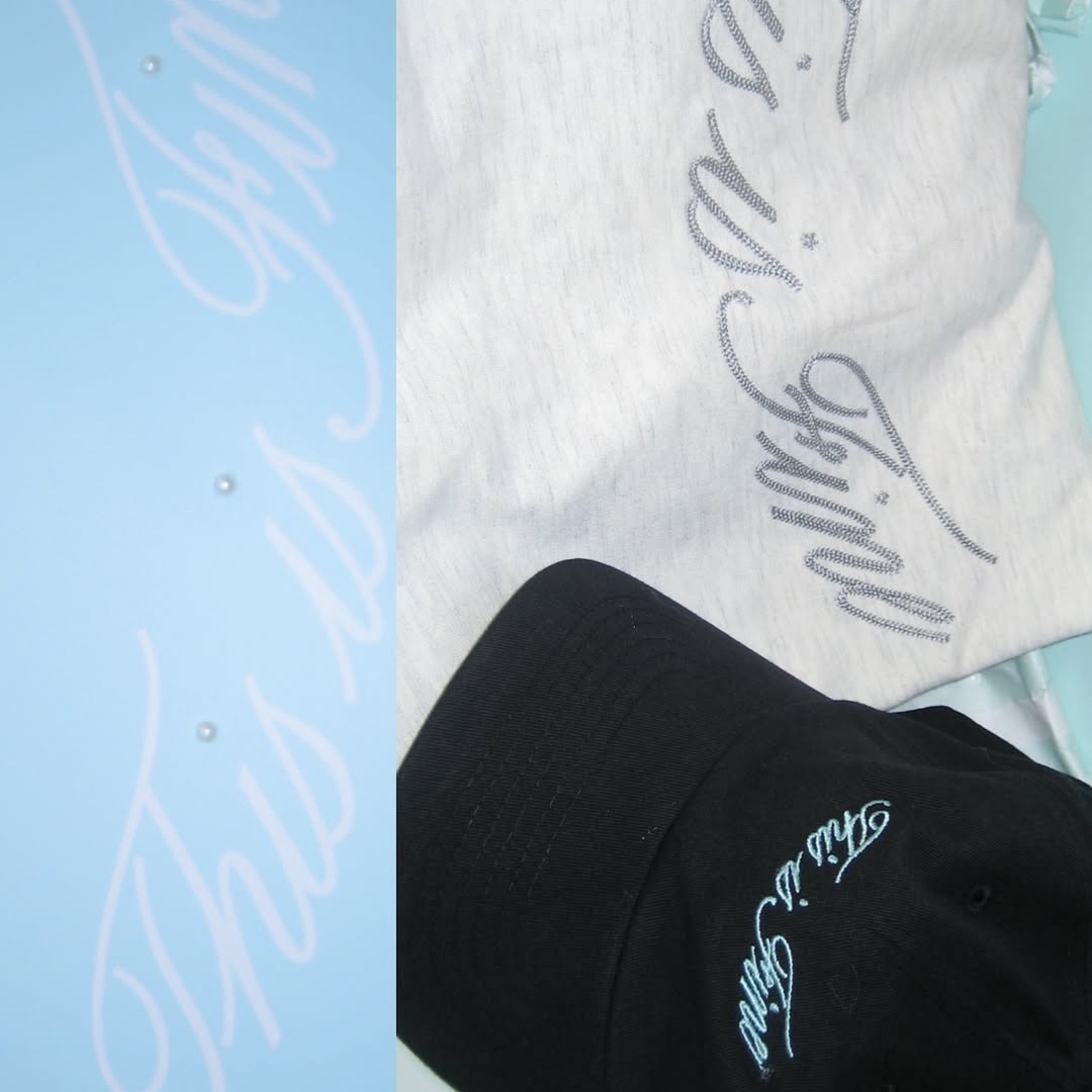 THIS IS FINE Oversized Signature Tee Oat, THIS IS FINE Signature Ball Cap Black 착용 스타일 - 6