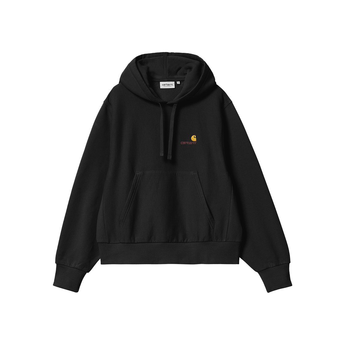 I033650-89-XX (W) Carhartt WIP Hooded American Script Sweatshirt Black