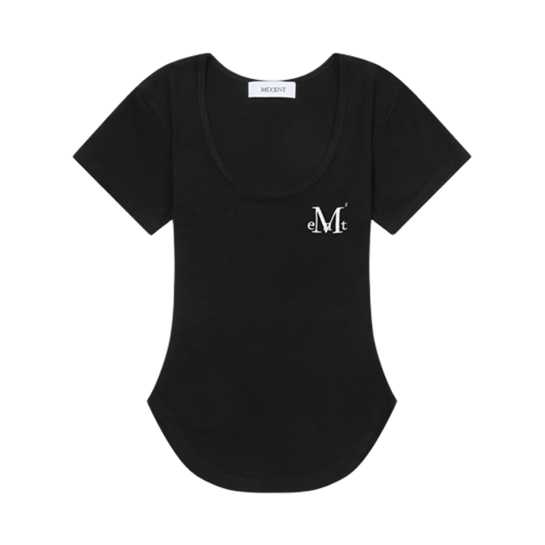 무센트 뮤즈컷 유넥 크롭 굴림 반팔 티 블랙(MUCENT U-Neck Crop Half T Black)