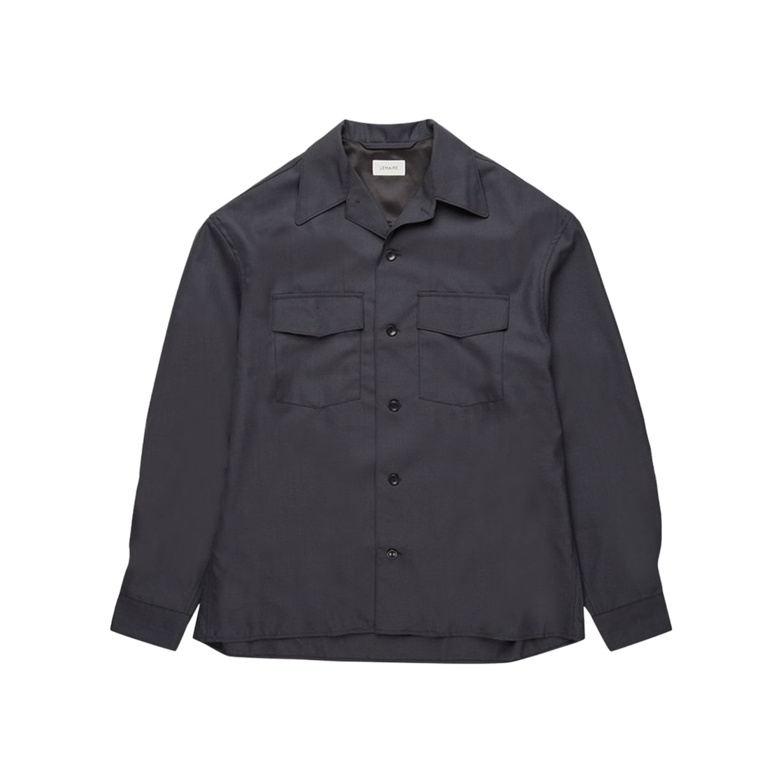 SH153-LF414-966 Lemaire Convertible Collar Shirt Anthracite
