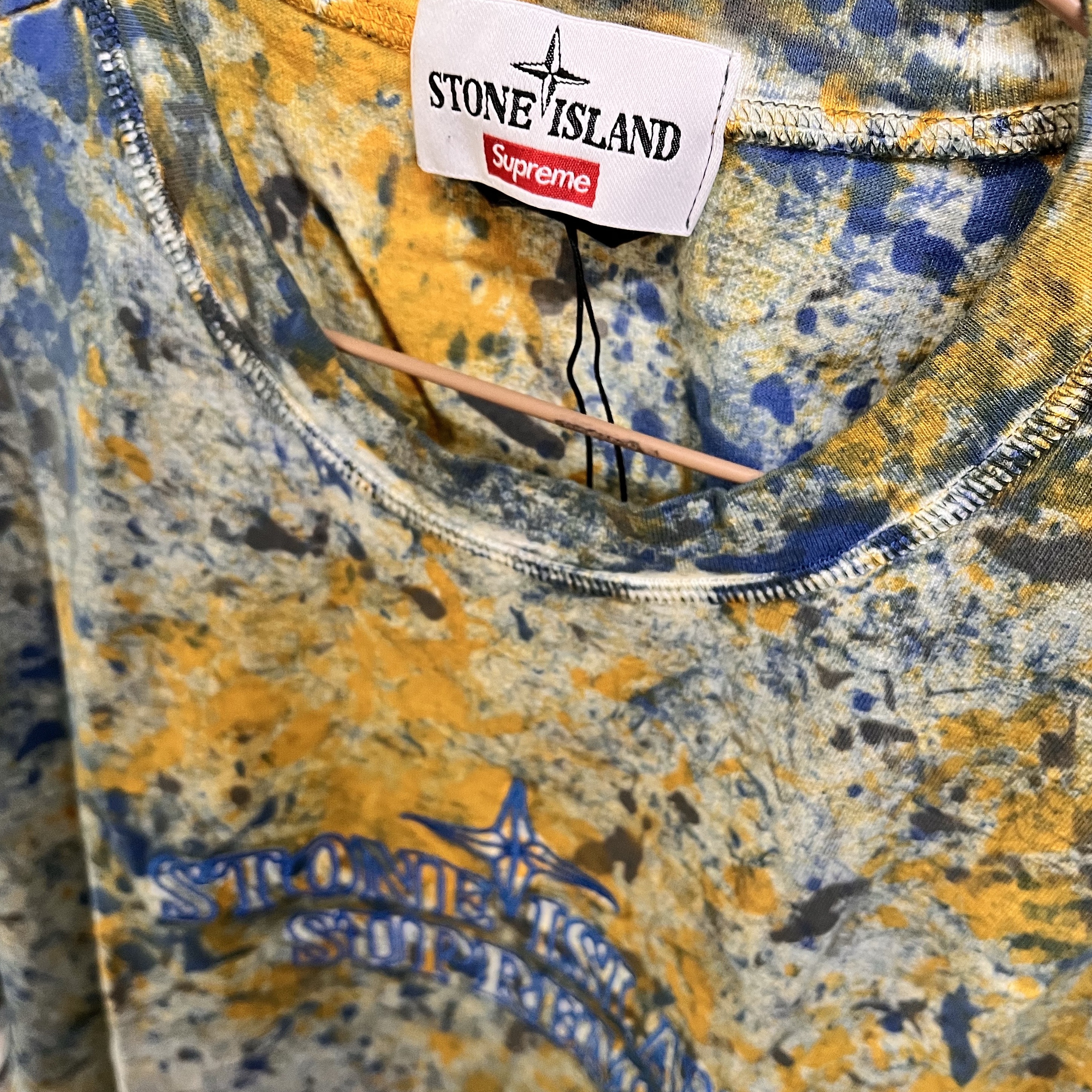 Supreme x Stone Island Embroidered Logo S/S Top Dark Blue - 20FW 착용 스타일 - 3