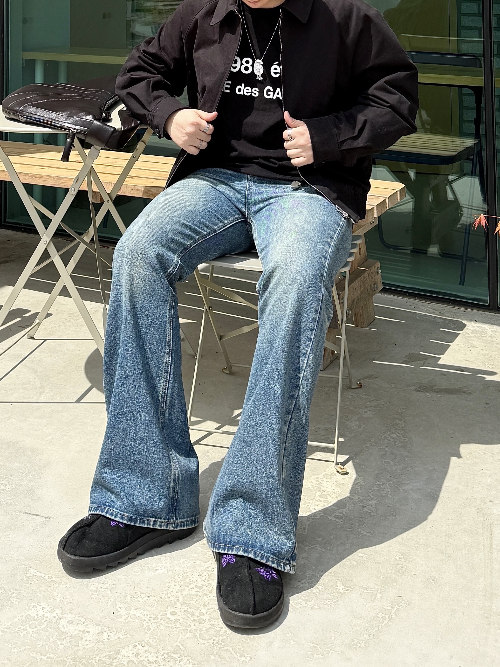 TNGT Semi Over-fit Washed Cotton Blouson Black, Reebok x Needles Beatnik Moc Core Black Extreme Purple 착용 스타일 - 2