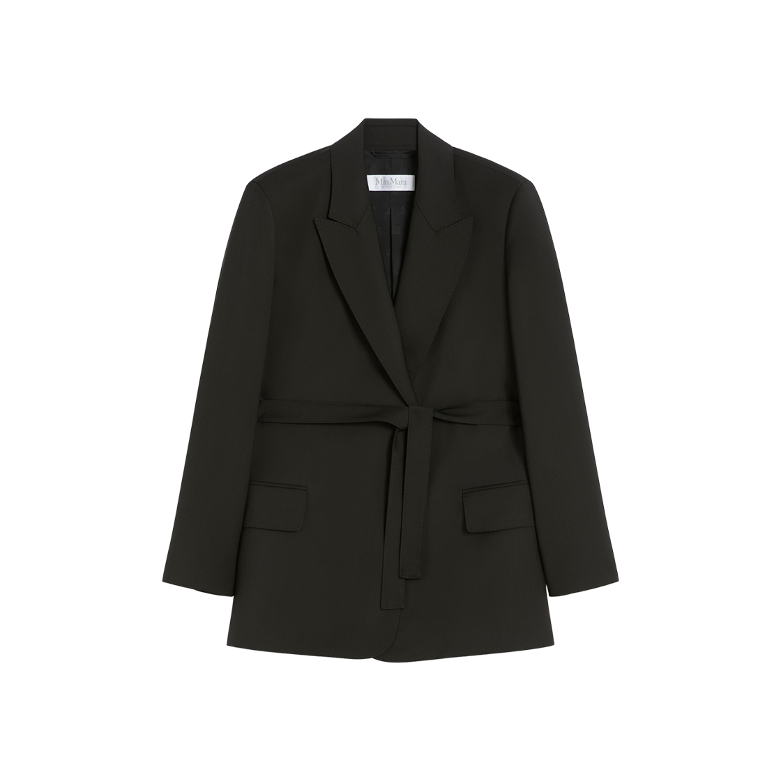 (W) 막스마라 탈렌토 벨티드 울리엔 클로스 블레이저 블랙((W) Max Mara Talento Belted Woollen Cloth Blazer Black) - 1
