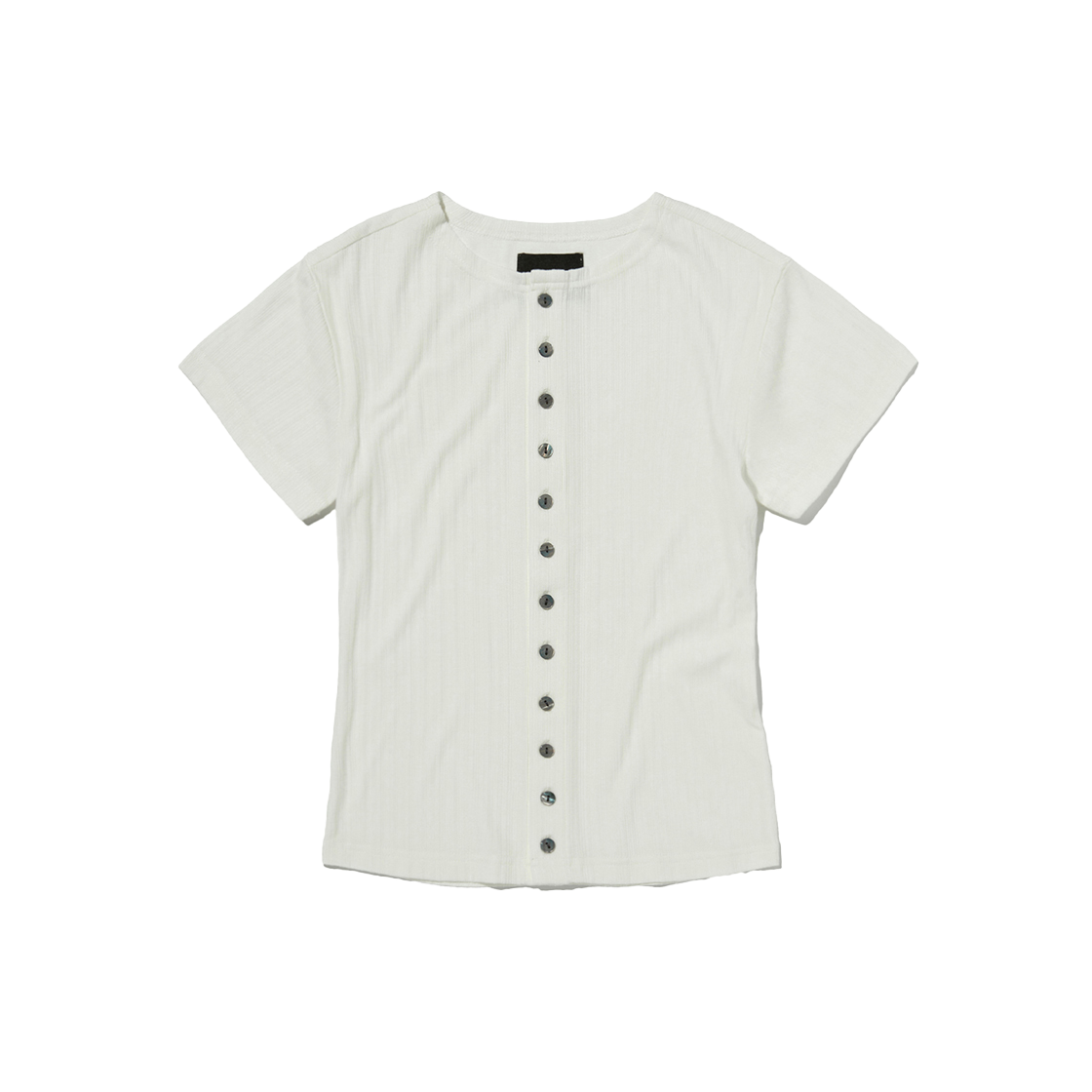 스웨이드 버튼 크롭 티 아이보리(Suade Button Crop Tee Ivory)