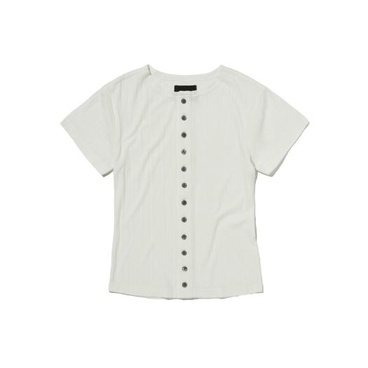 SDESTO040IV Suade Button Crop Tee Ivory