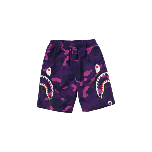 - (Kids) BAPE Color Camo Side Shark Beach Shorts Purple