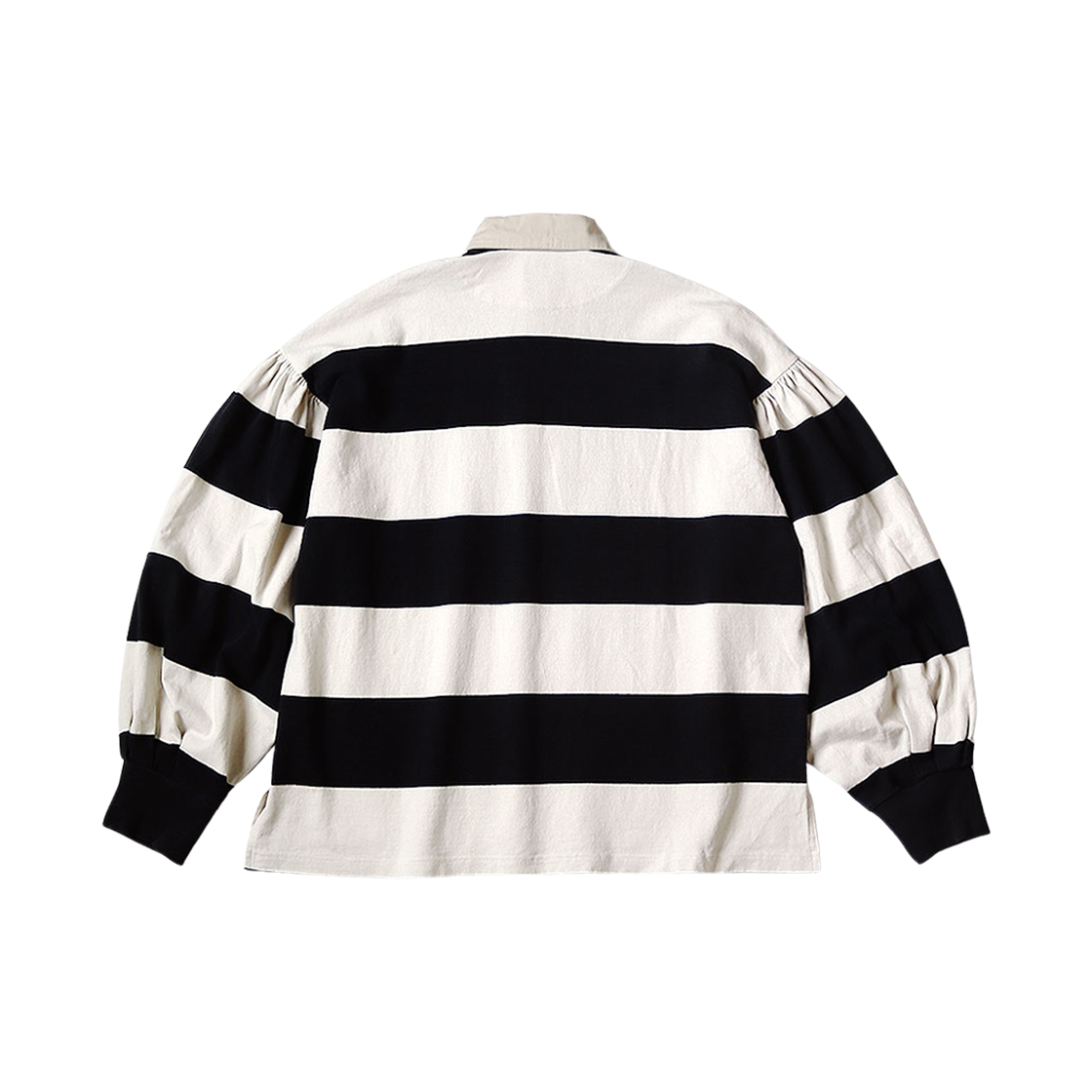 캐피탈 제일 스트라이프 저지 프릴드 럭비 블라우스 블랙 키나리(Kapital Jail Striped Jersey Frilled Rugby Blouse Black Kinari) - 2