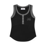 MUCENT Color-Pop Button Crop Sleeveless Black