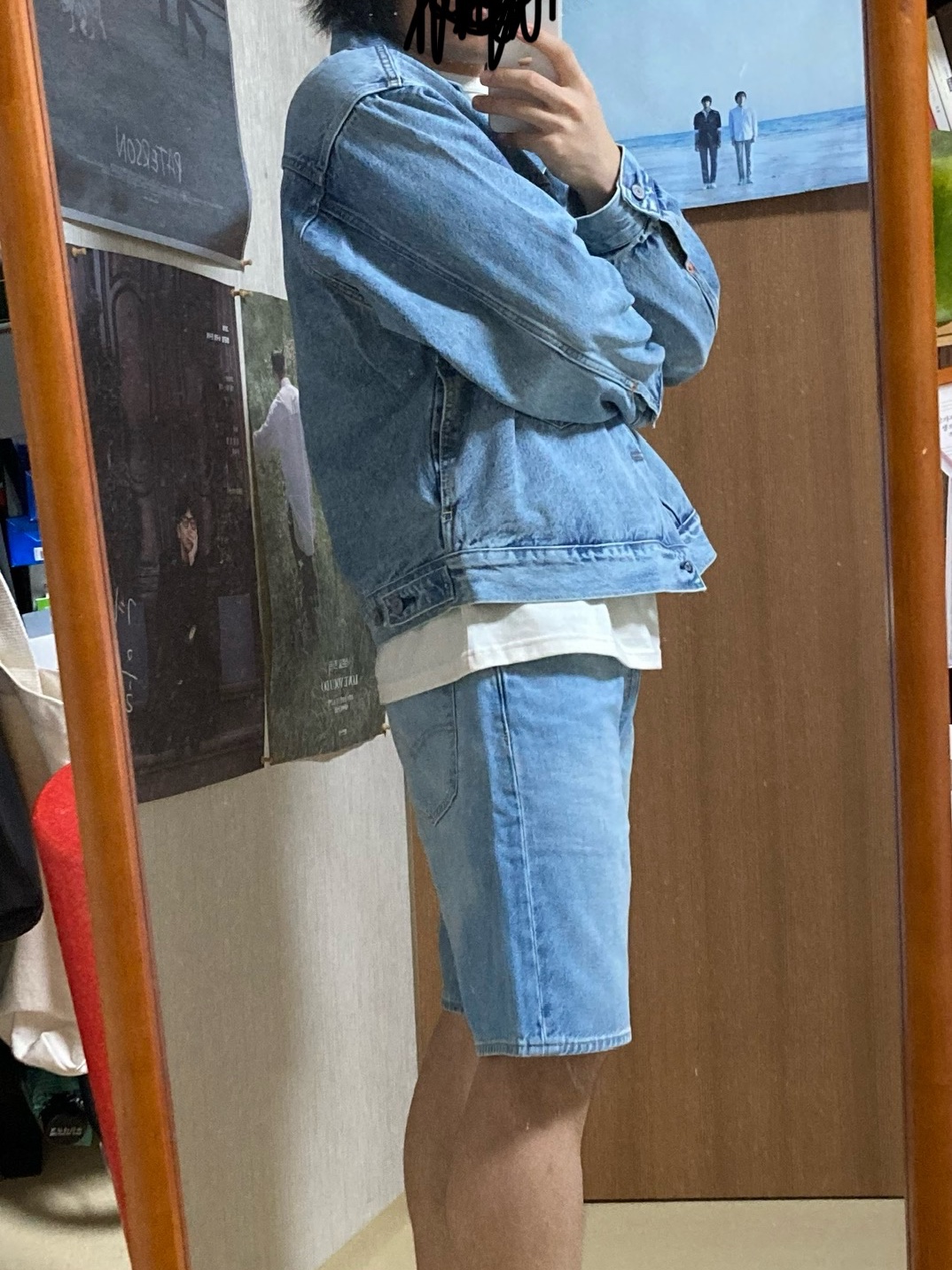 Levi's x Nike Trucker Jacket Light Blue 착용 스타일 - 5