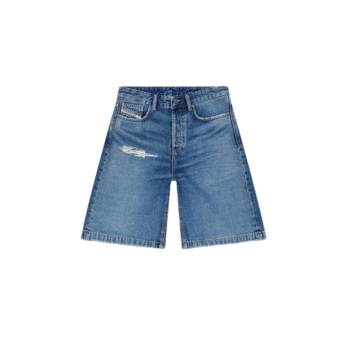 A140510GRDY-01 (W) Diesel De-Sire-Shorts in Denim with Ripped Details Medium Blue