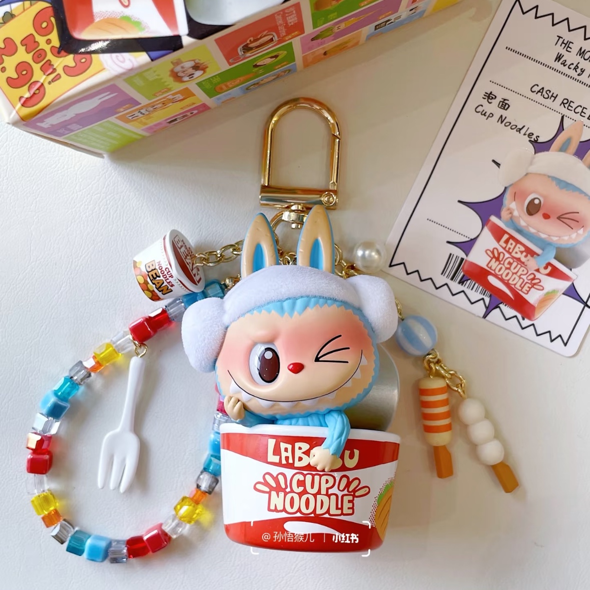 Pop Mart Labubu The Monsters Wacky Mart Series Figures Yakitori (Opened Case), Pop Mart Labubu The Monsters Wacky Mart Series Figures Cup Noodles (Opened Case) 착용 스타일 - 2
