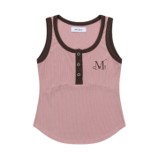 MUCENT Color-Pop Button Crop Sleeveless Pink