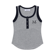 MUCENT Color-Pop Button Crop Sleeveless Gray