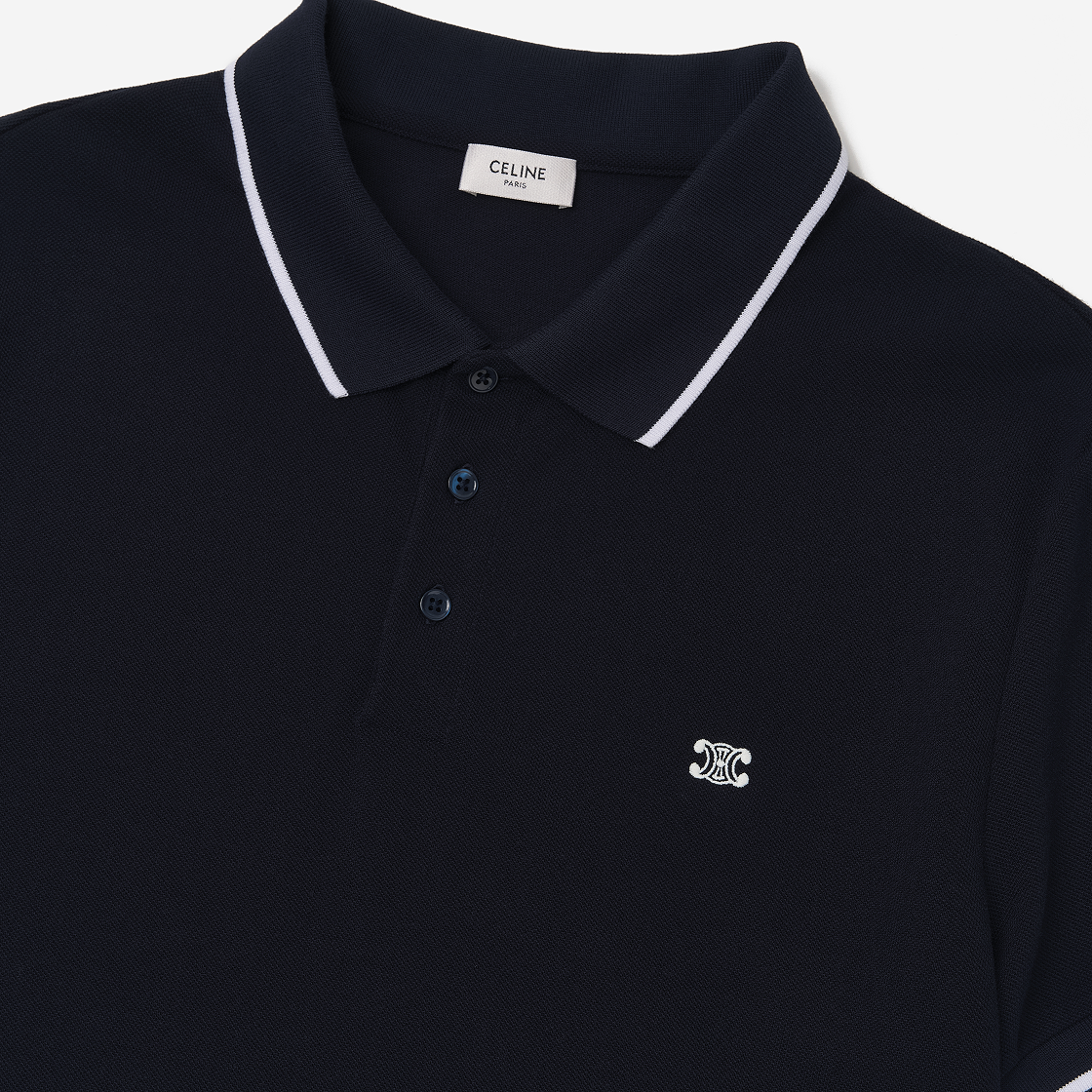 셀린느 코튼 피케 클래식 폴로 셔츠 네이비 오프 화이트(Celine Classic Polo Shirt in Cotton Pique Navy Off White) - 3