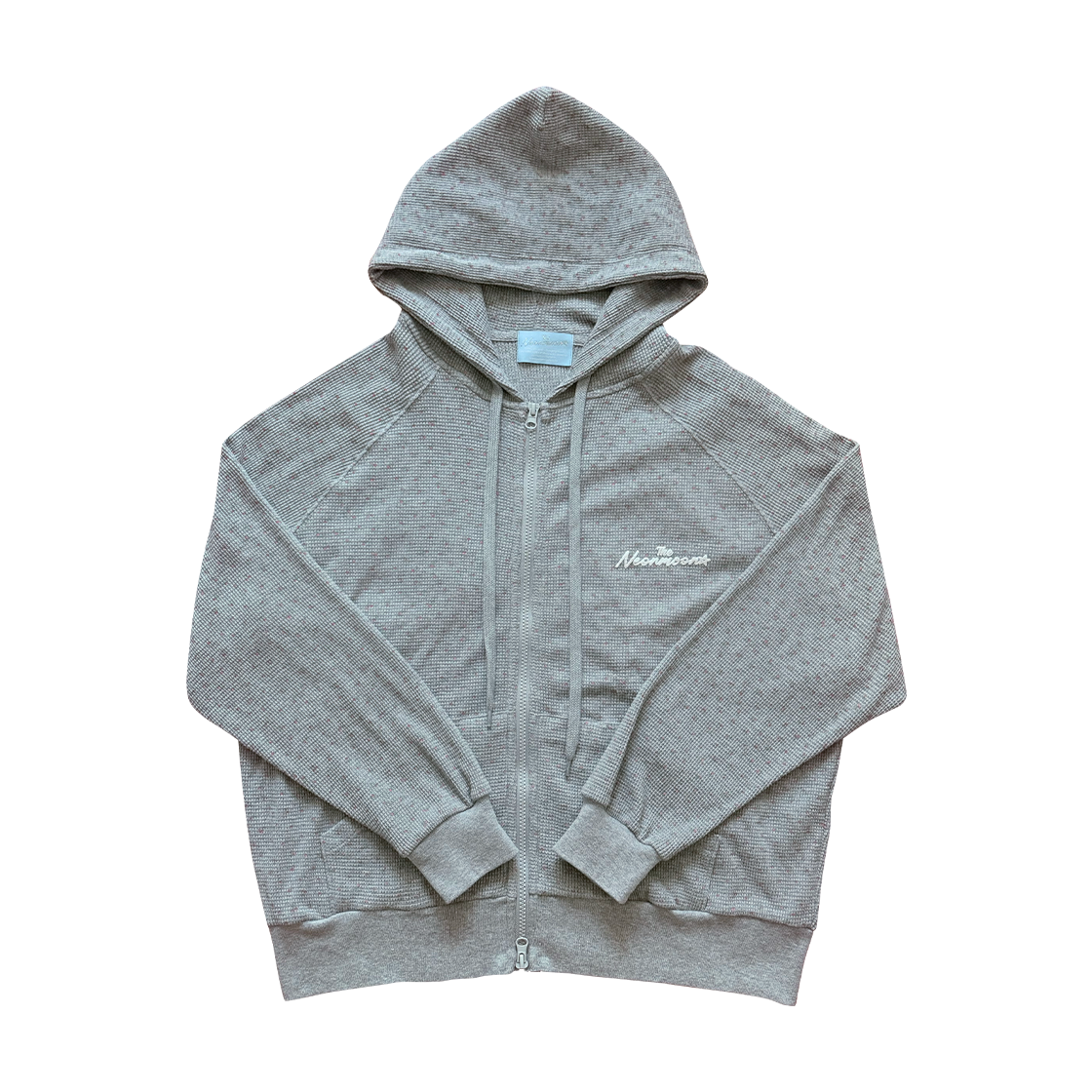 zip_greyfloral The NEONMOON Waffle Hood zip-up Grey Floral