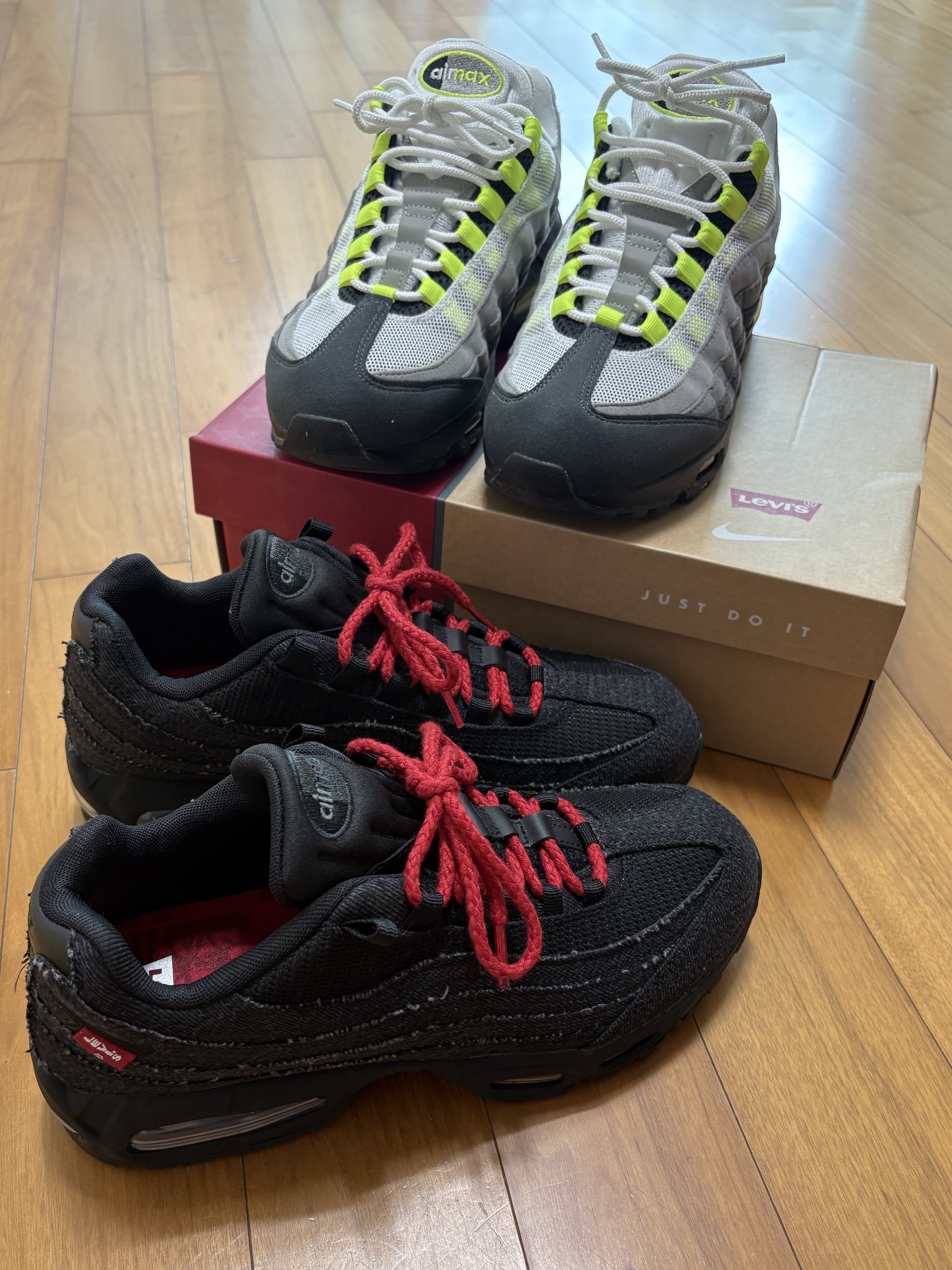 Nike x Levi's Air Max 95 Black, Nike Air Max 95 OG Neon 착용 스타일 - 1
