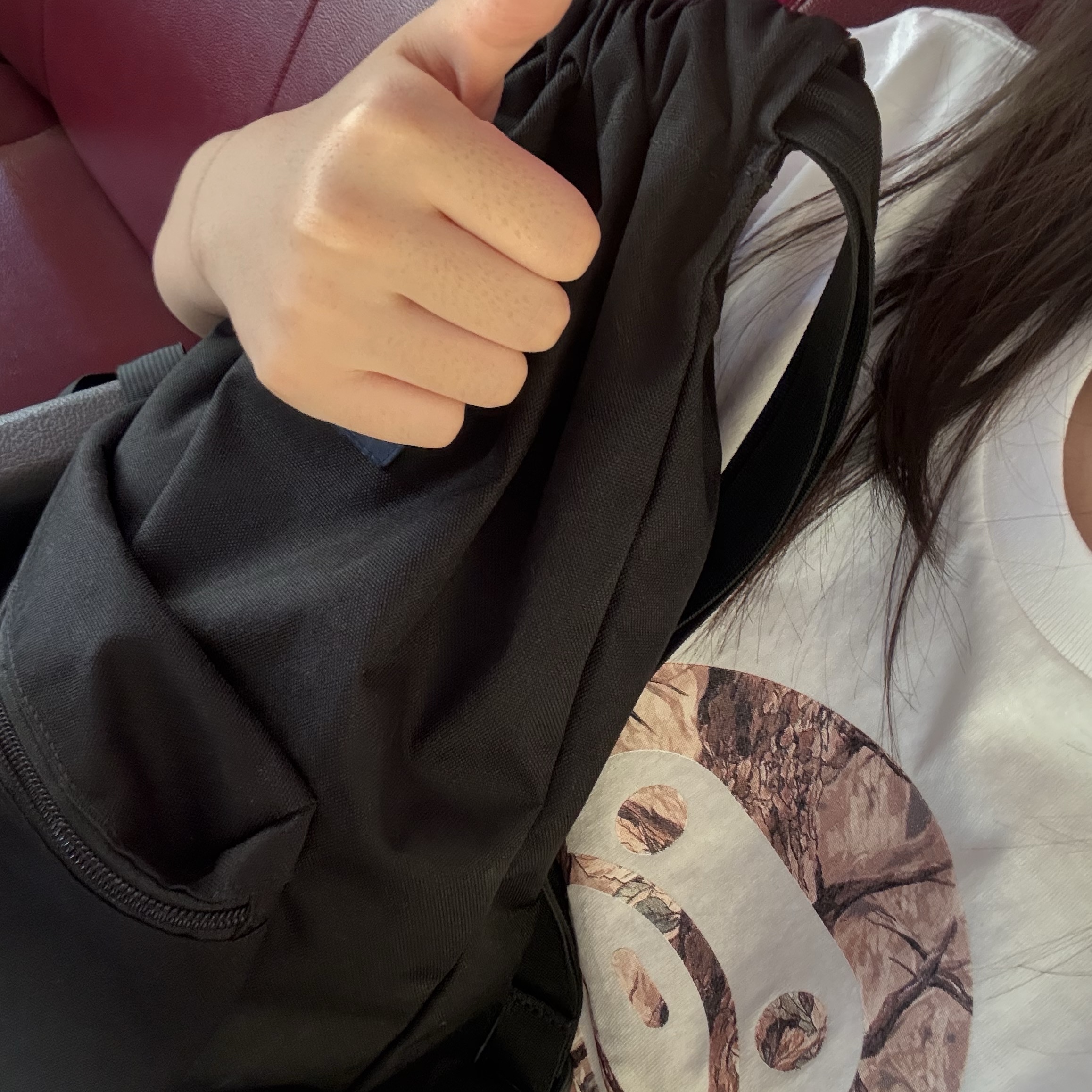 (W) BAPE Tree Edge Camo Baby Milo T-Shirt White, Jansport Draw Sack Black 착용 스타일