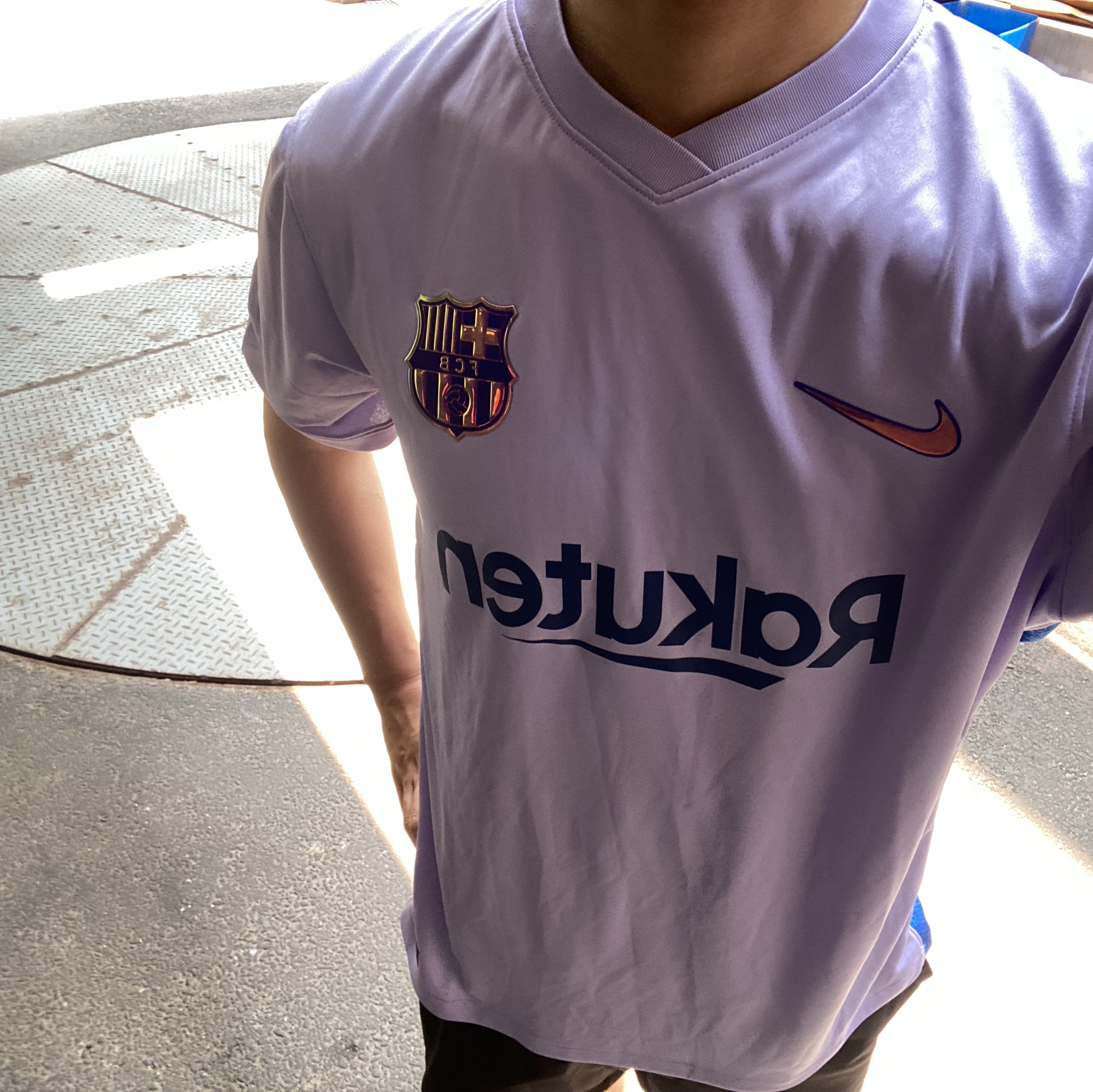 Nike FC Barcelona 2021/22 Stadium Away Jersey Purple (Non Marking Ver.) 착용 스타일 - 1