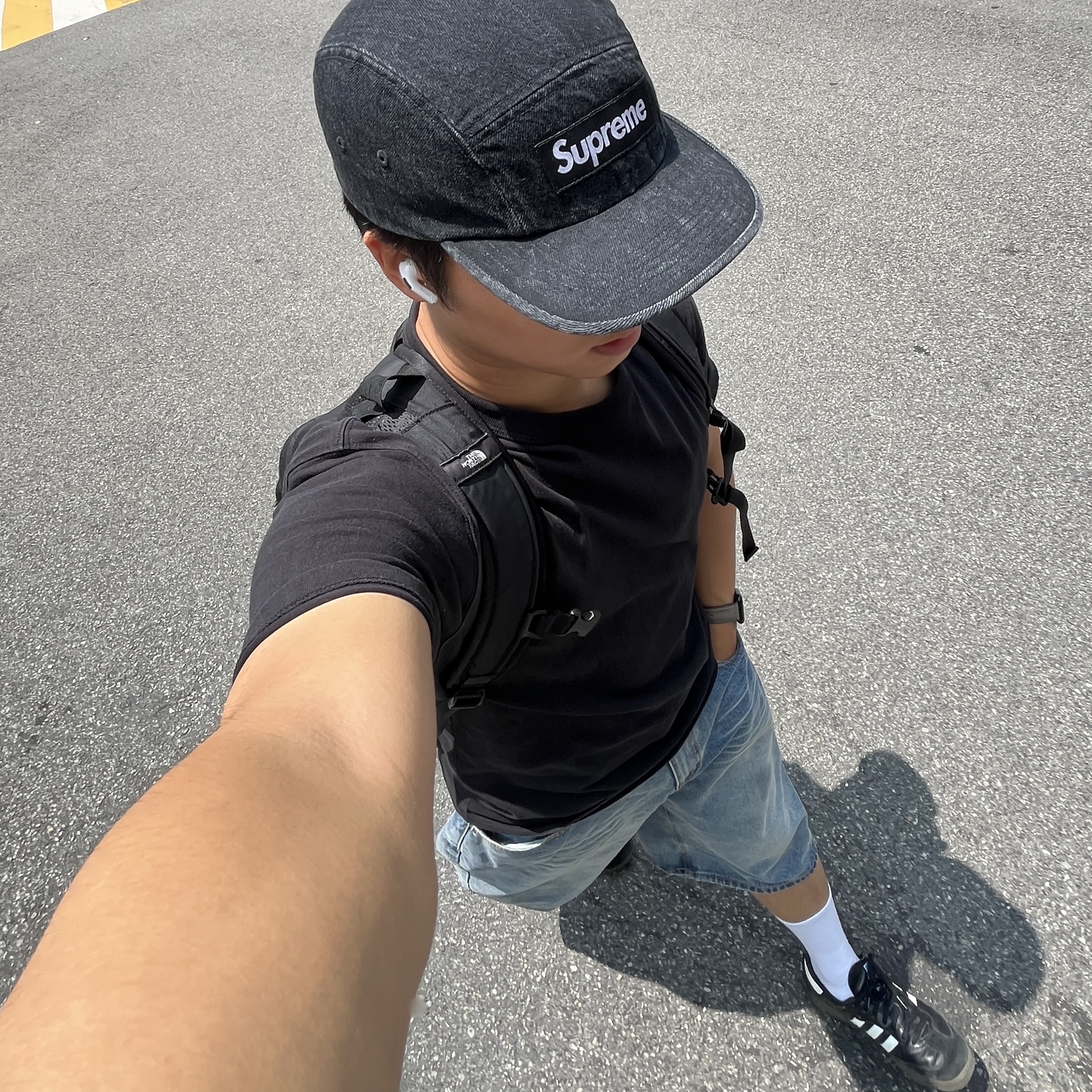 Supreme Denim Camp Cap Black - 24SS, Adidas Samba OG Black White Gum 착용 스타일