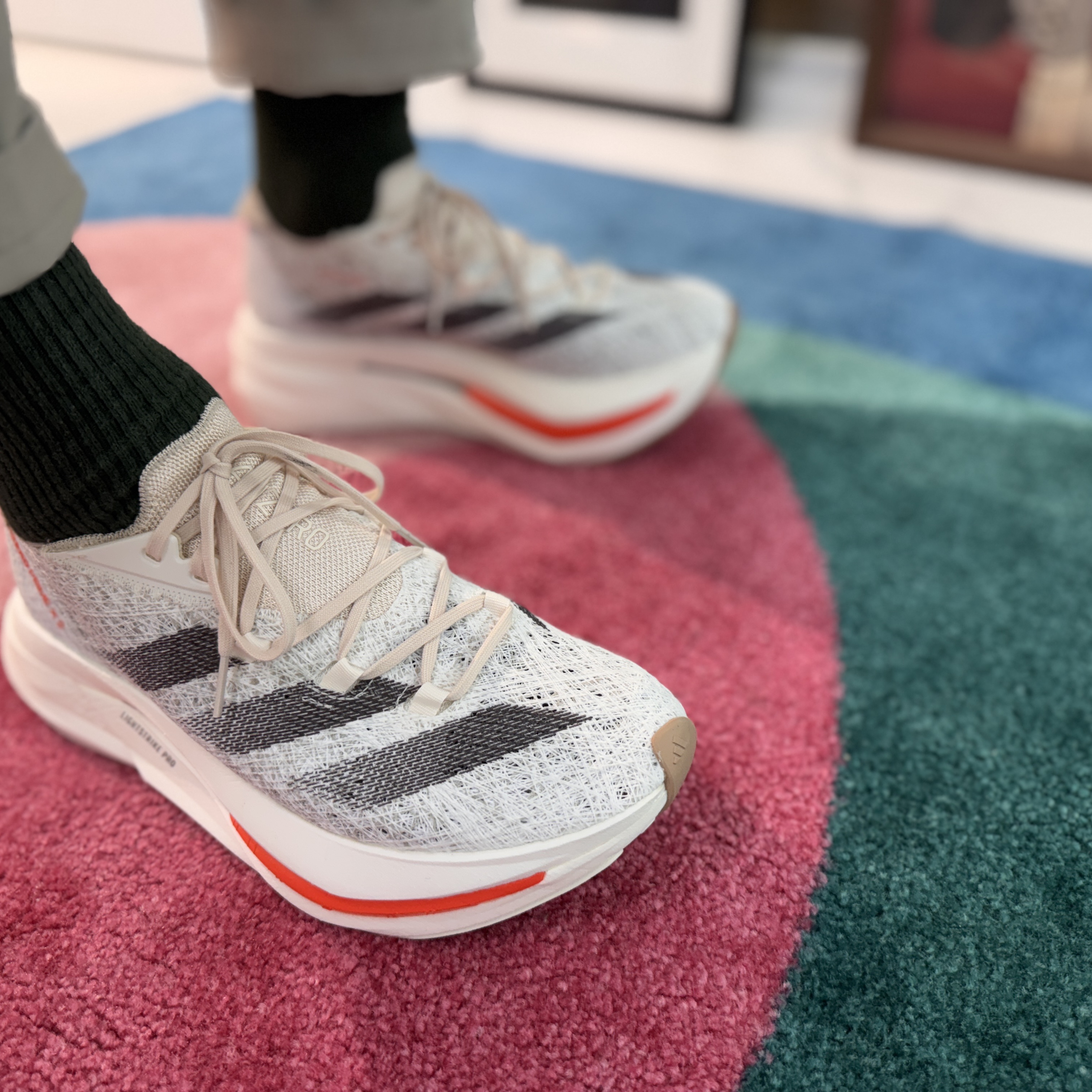 Adidas Adizero Prime X 2 Strung Off White Semi Impact Orange 착용 스타일 - 3