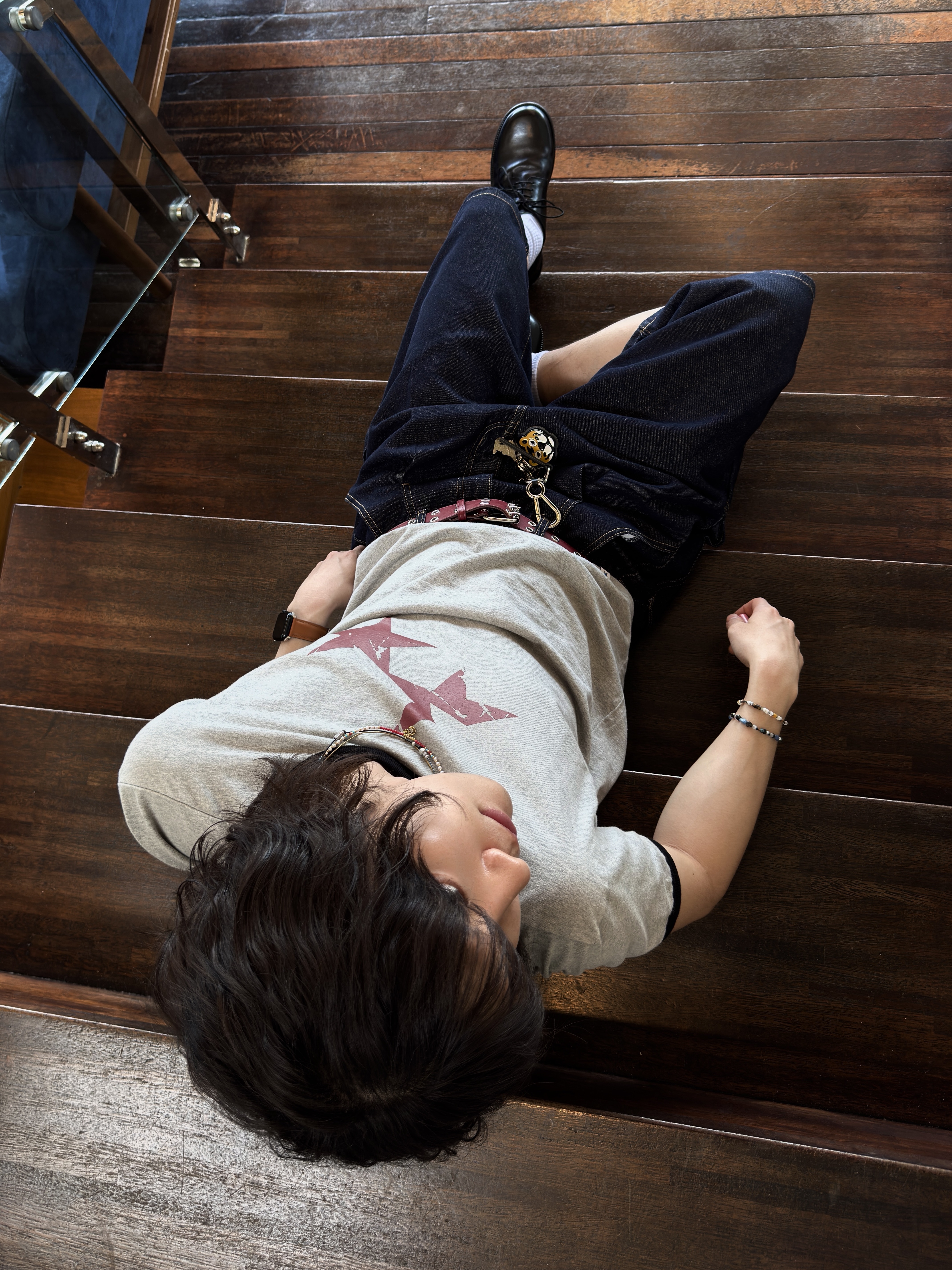 CAVISH Twin Star Ringer SS Tee Grey, Human Made Animal Head Keyring Yellow 착용 스타일 - 3
