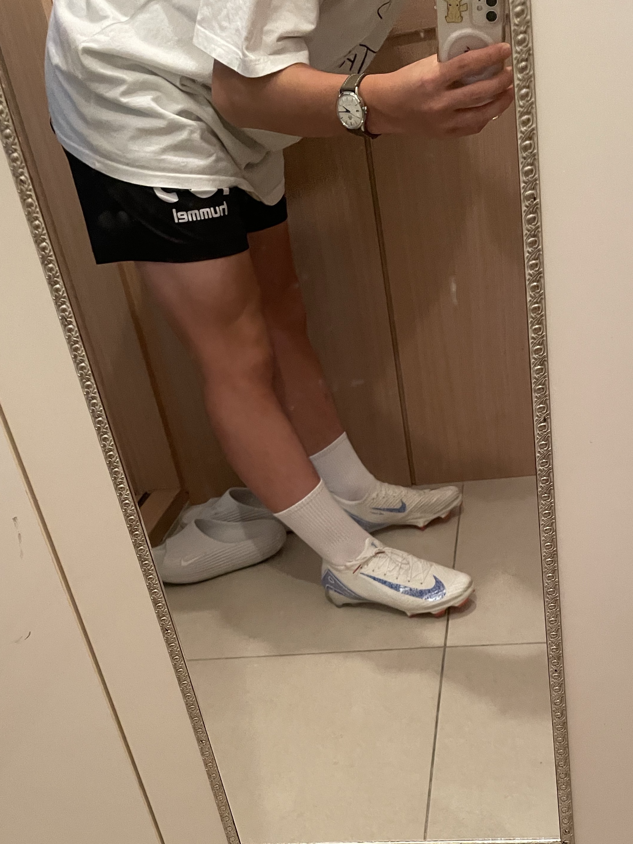 Nike Zoom Mercurial Vapor 16 Elite FG Blueprint, Nike ReactX Rejuven8 Slide Summit White 착용 스타일 - 2