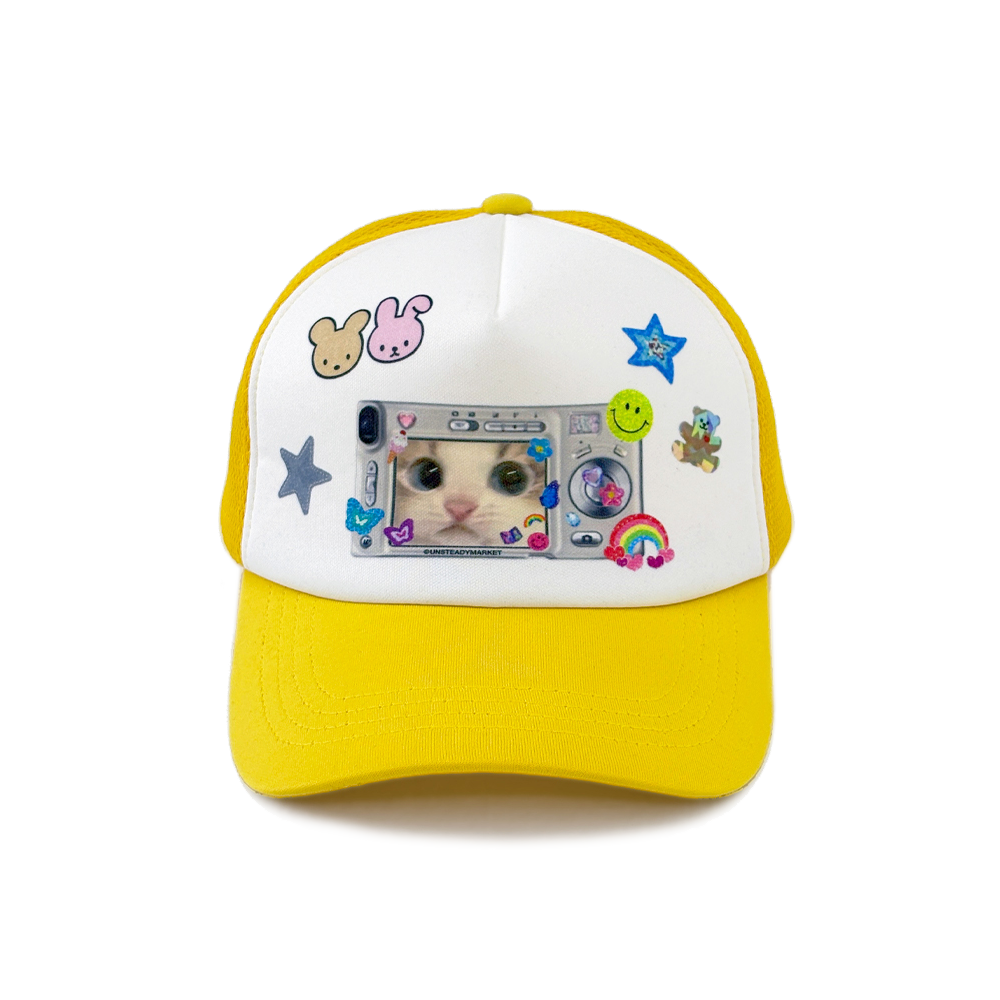 언스테디마켓 키티 트러커캡 옐로우(UnsteadyMarket Kitty Trucker Cap Yellow)