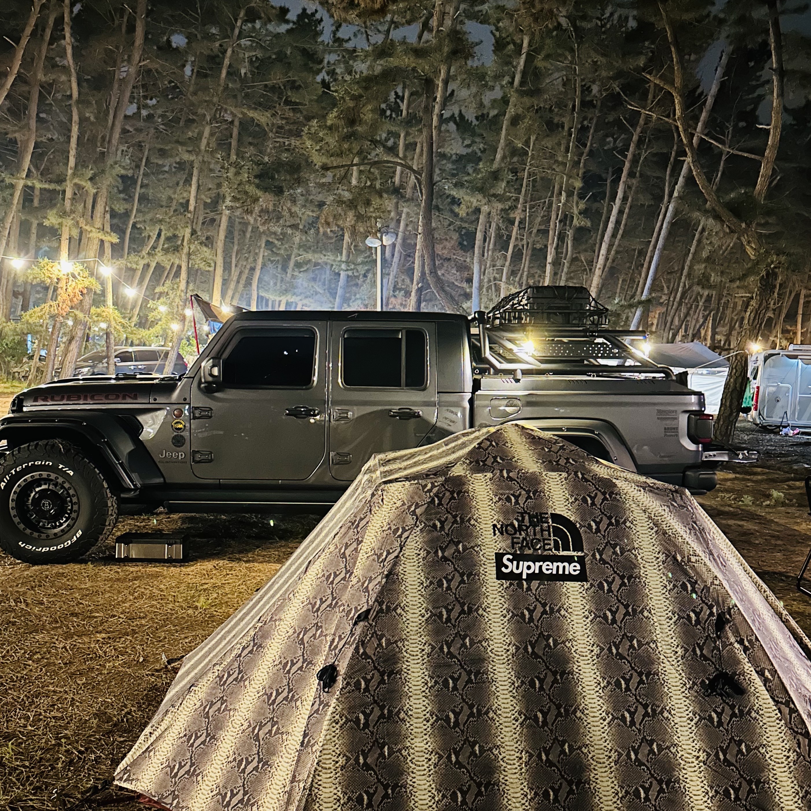 Supreme x The North Face Snakeskin Taped Seam Stormbreak 3 Tent Black - 18SS 착용 스타일