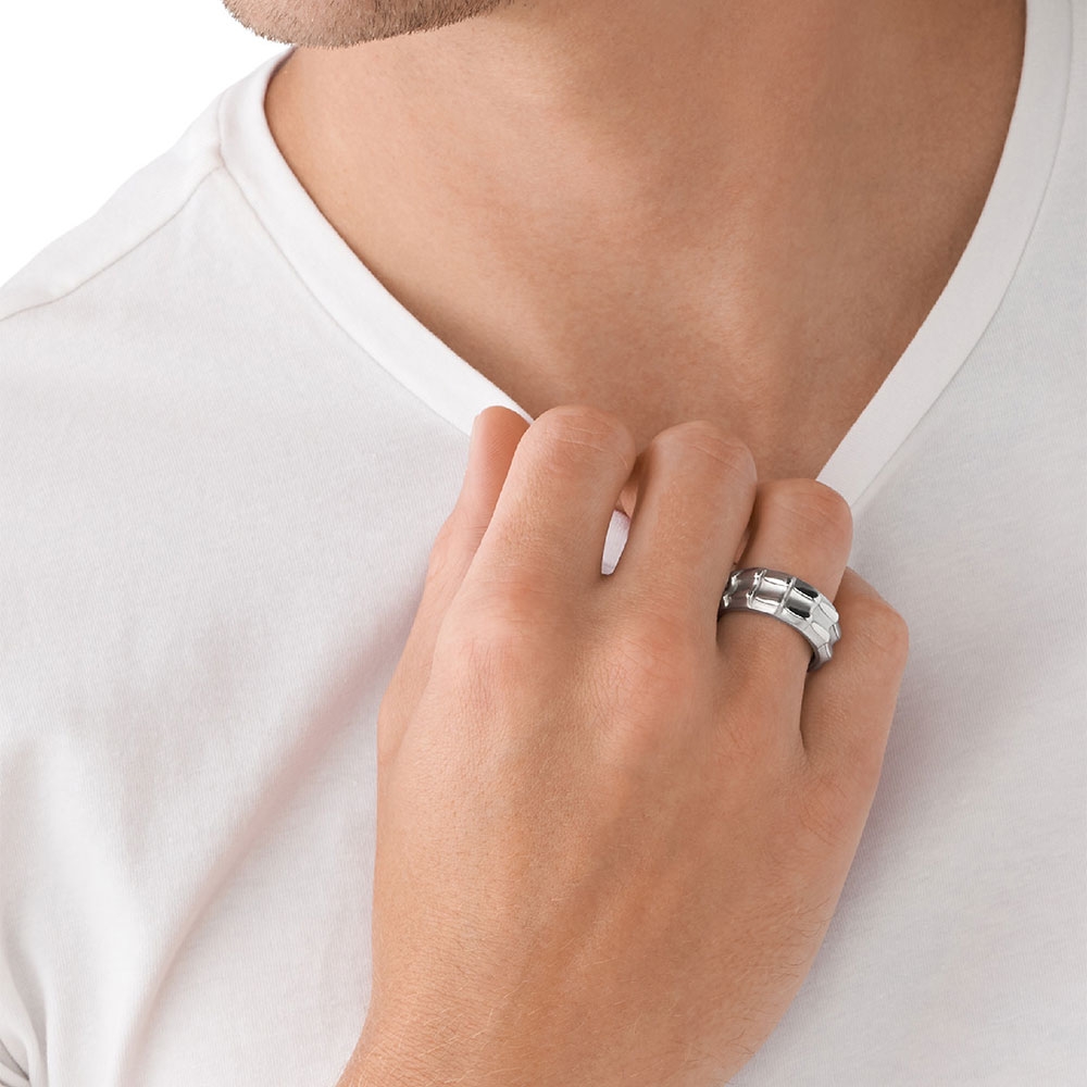 Diesel Dx1394 Stainless Steel Band Ring Silver 착용 스타일 - 2