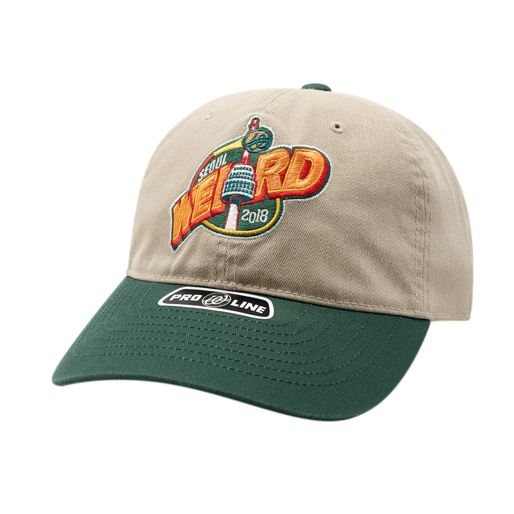 위얼드월드 위얼드 타워 피그먼트 배색 볼캡 베이지(Weird World Weird Tower Pigment Two Tone Ball cap Beige)