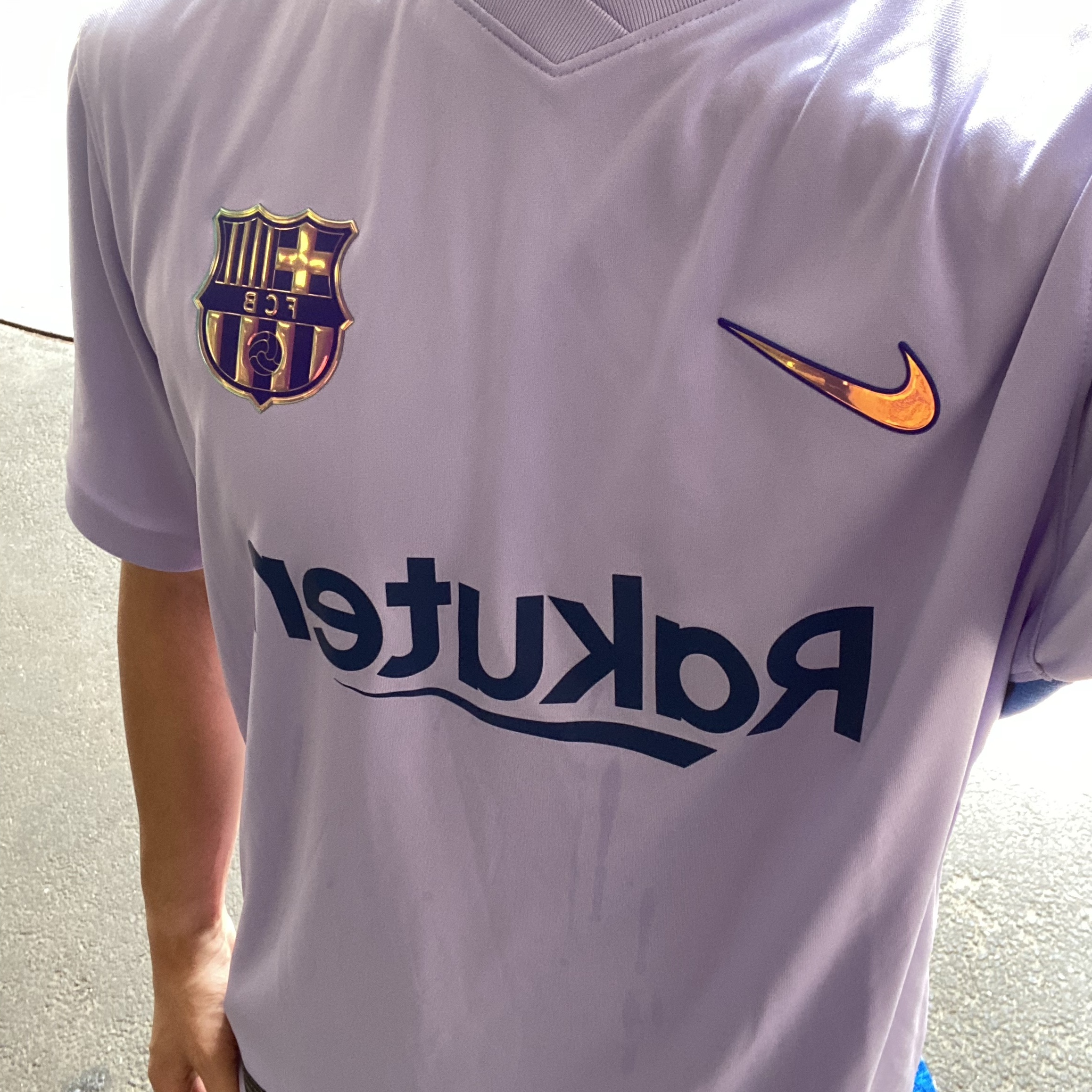 Nike FC Barcelona 2021/22 Stadium Away Jersey Purple (Non Marking Ver.) 착용 스타일 - 2