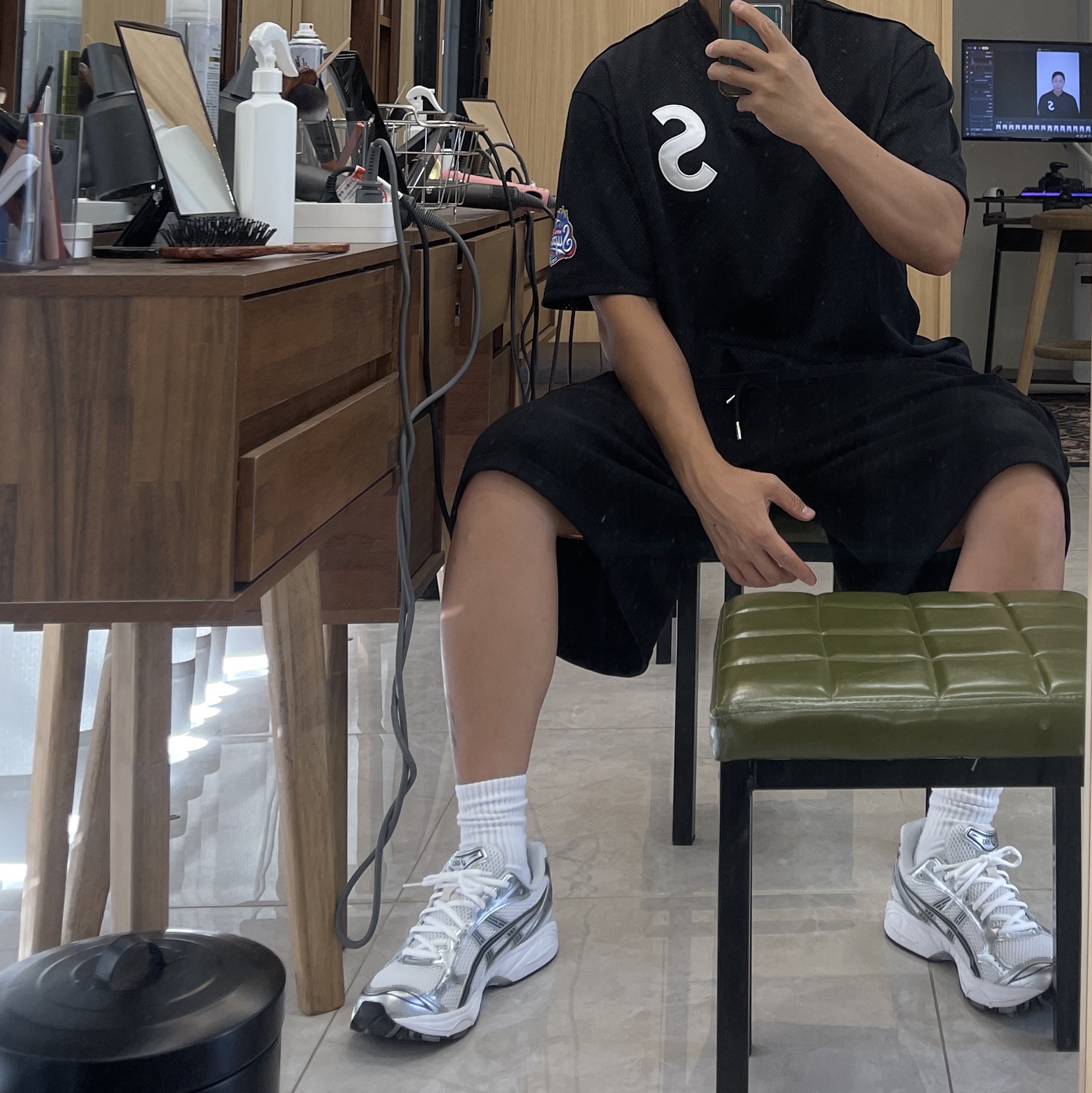 Asics Gel-Kayano 14 White Graphite Grey, Supreme S Logo Baseball Henley Black - 25SS 착용 스타일 - 2